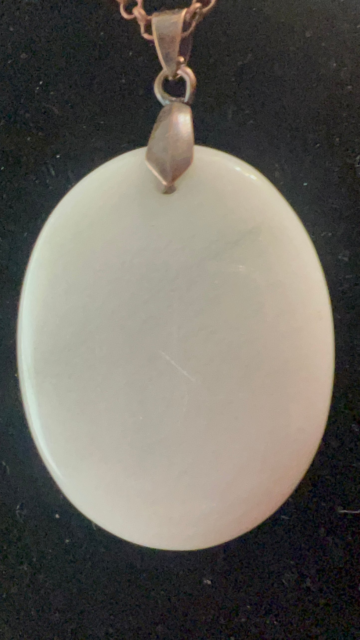 Large White Oval Pendant on Copper Chain Necklace - pairs well with SBDT1188 earrings