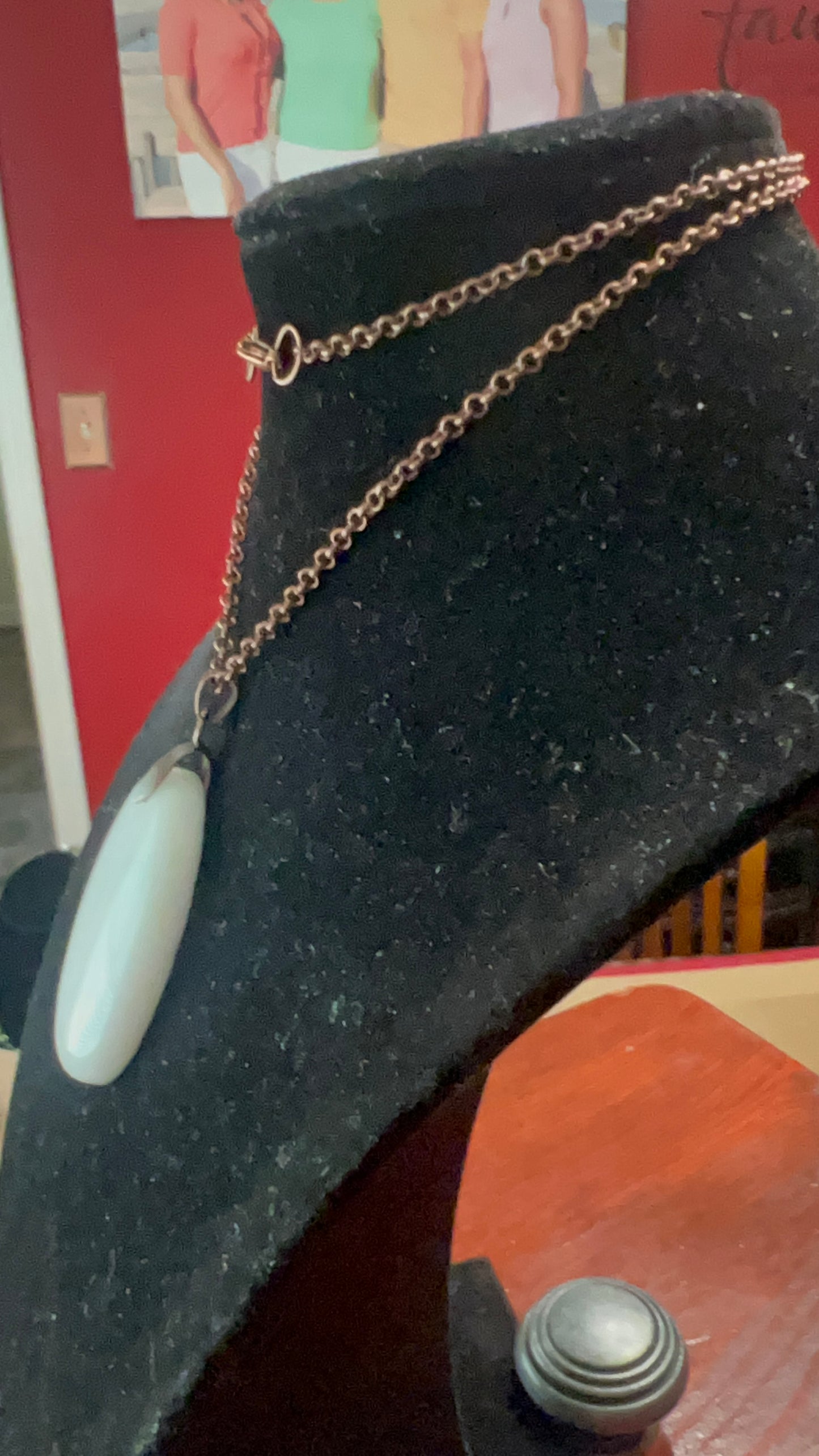 Large White Oval Pendant on Copper Chain Necklace - pairs well with SBDT1188 earrings