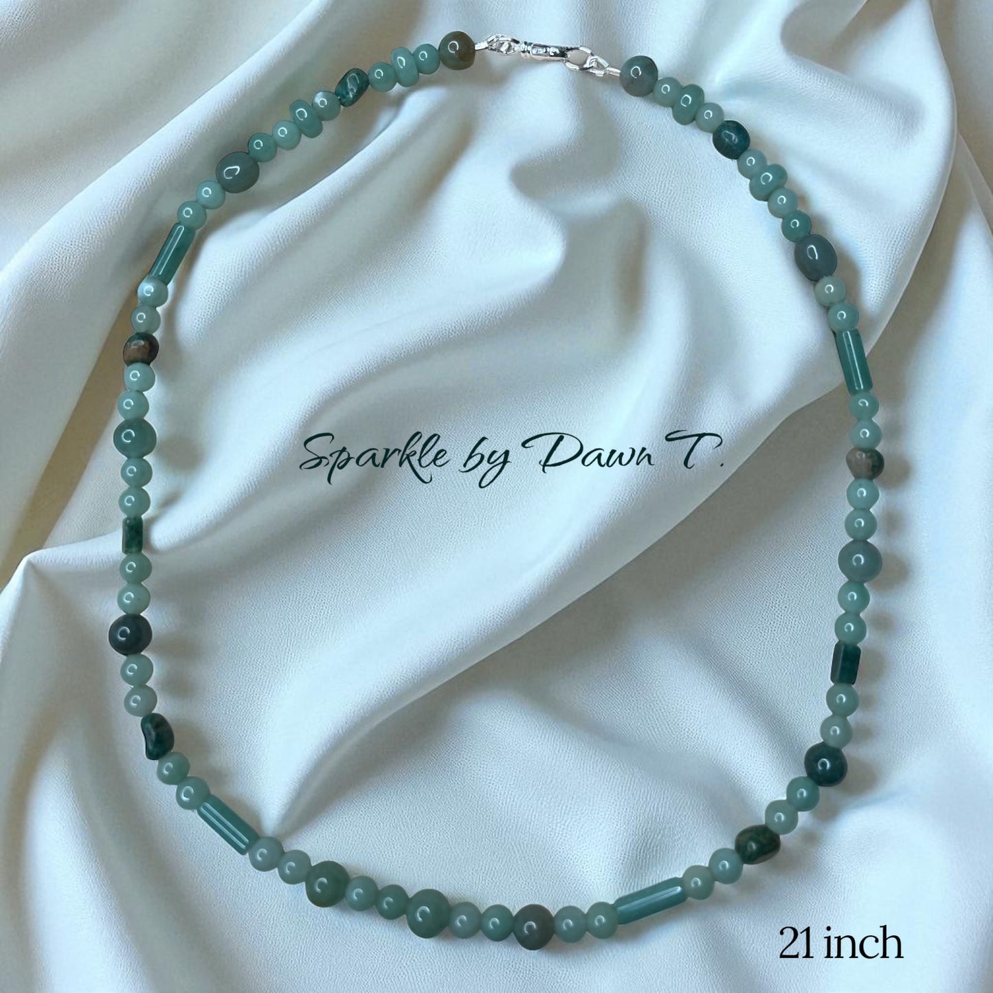 Green Jade Necklace Unisex - 21 inch