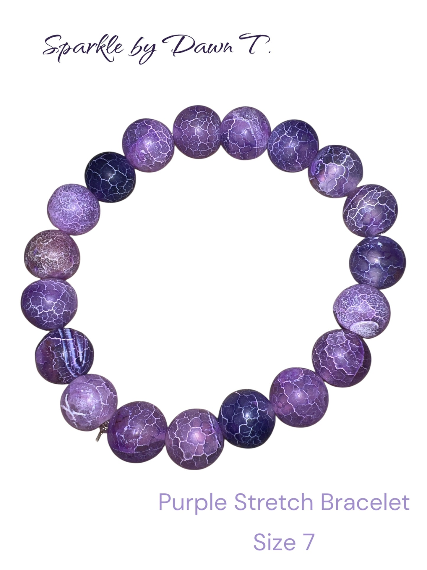 Crackle Purple Beaded Stretch Bracelet