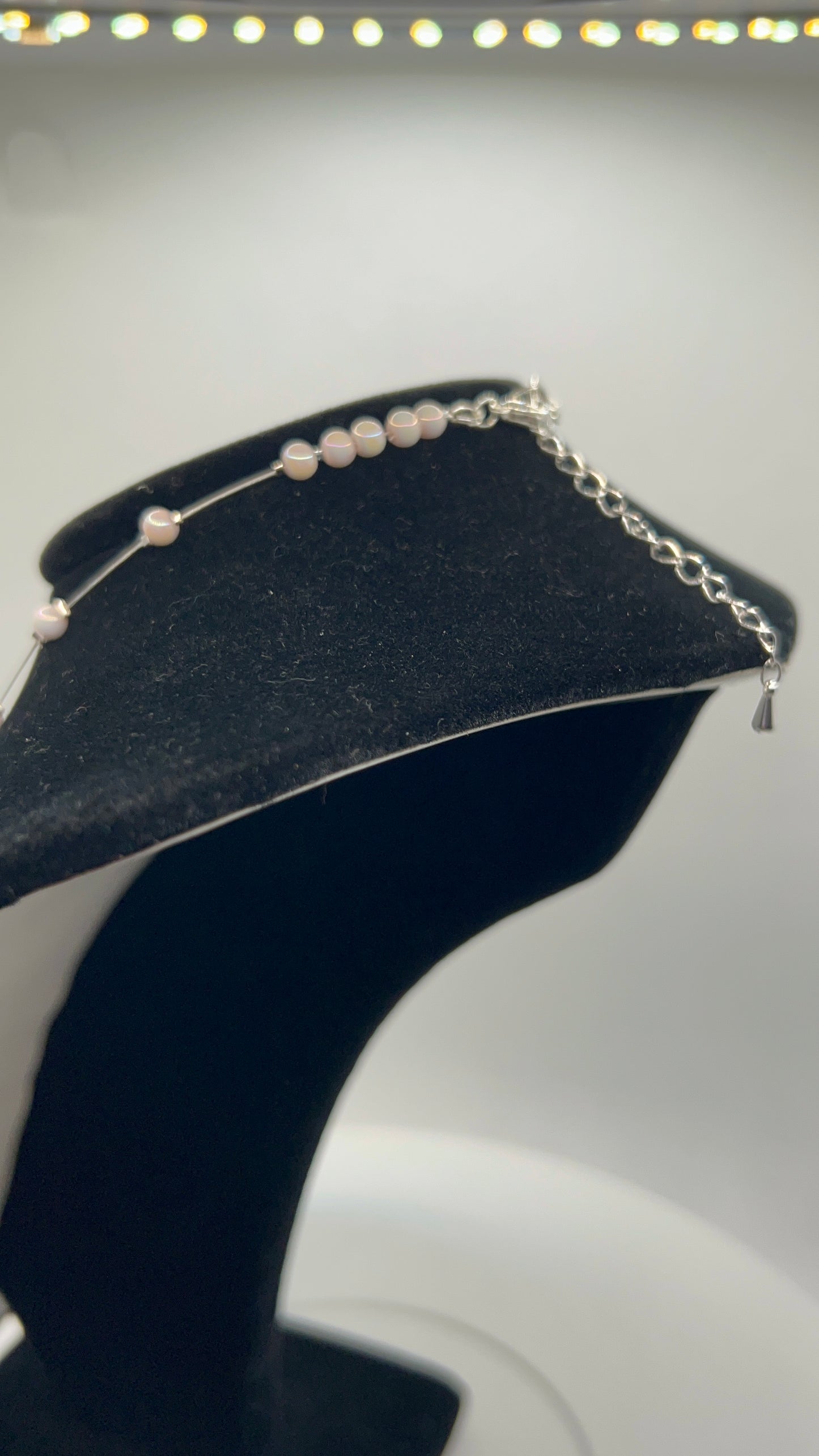 Light Pink Glass Pearl Floating Necklace Size 19-21 inches - Pairs with SBDT1098 Earrings