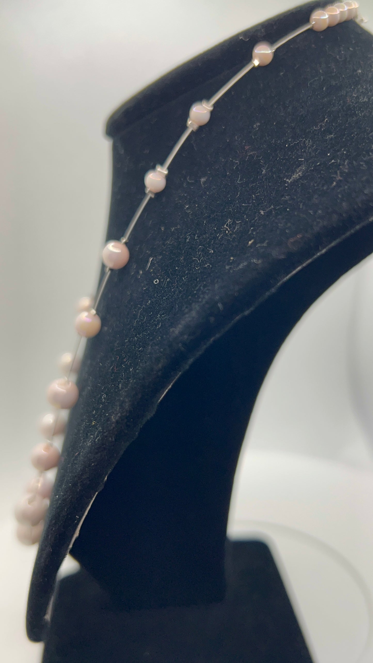 Light Pink Glass Pearl Floating Necklace Size 19-21 inches - Pairs with SBDT1098 Earrings