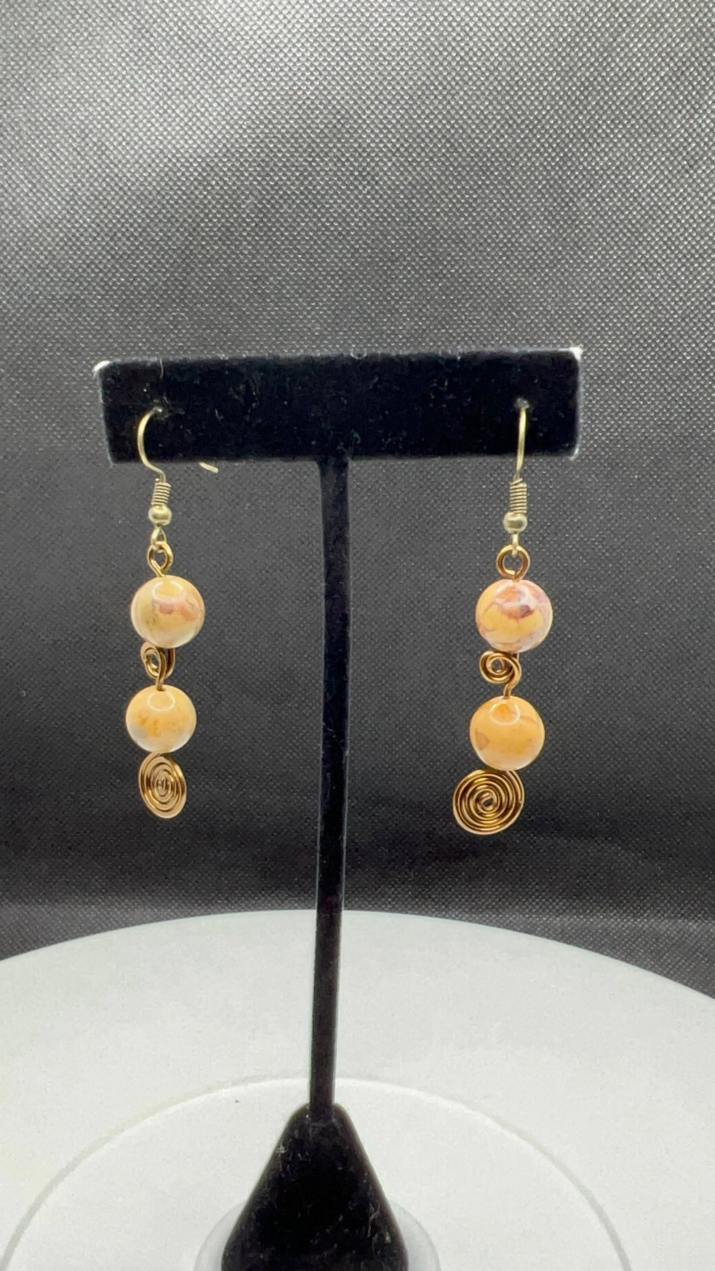 Picasso Jasper and brass necklace 30in with earrings and bracelet