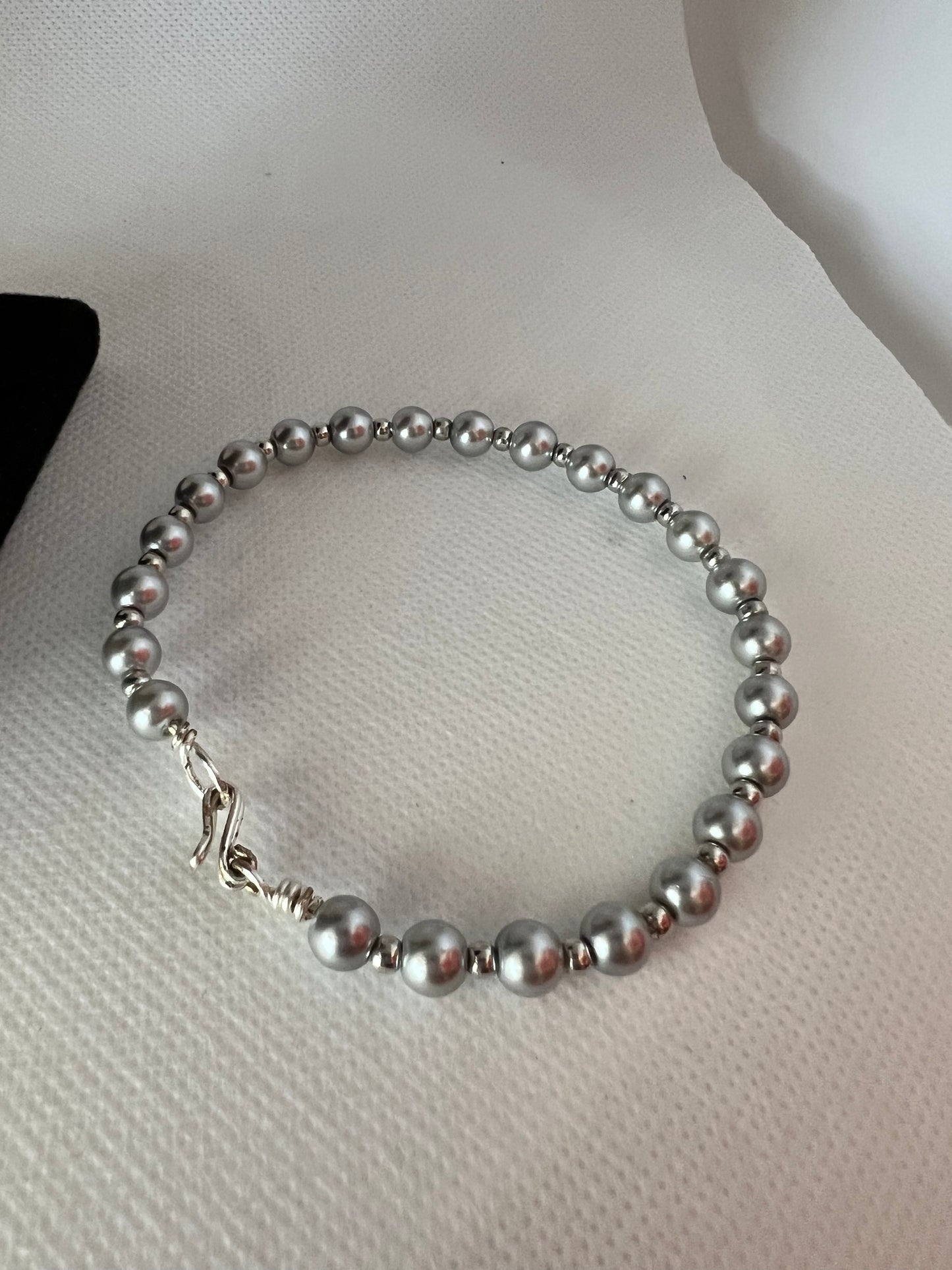 Silver Pearl Floating Choker, Bracelet and Earrings