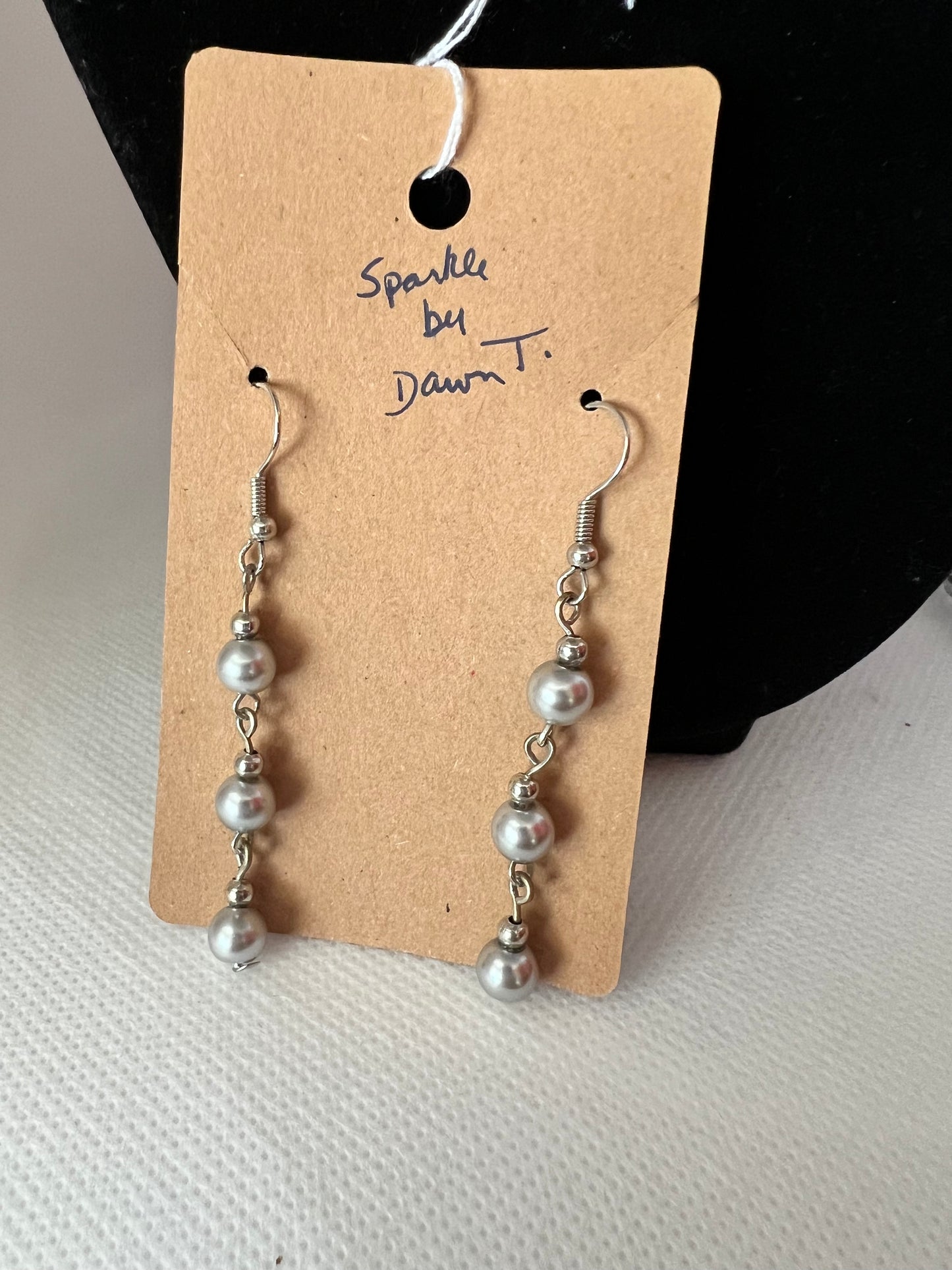 Silver Pearl Floating Choker, Bracelet and Earrings