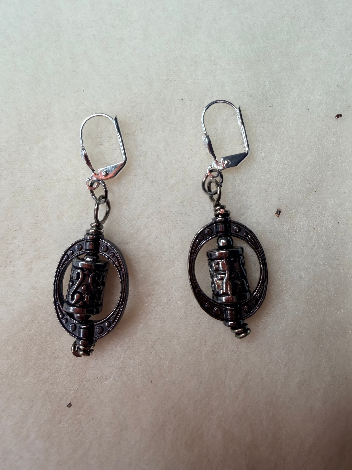 Gun Metal Framed Earrings