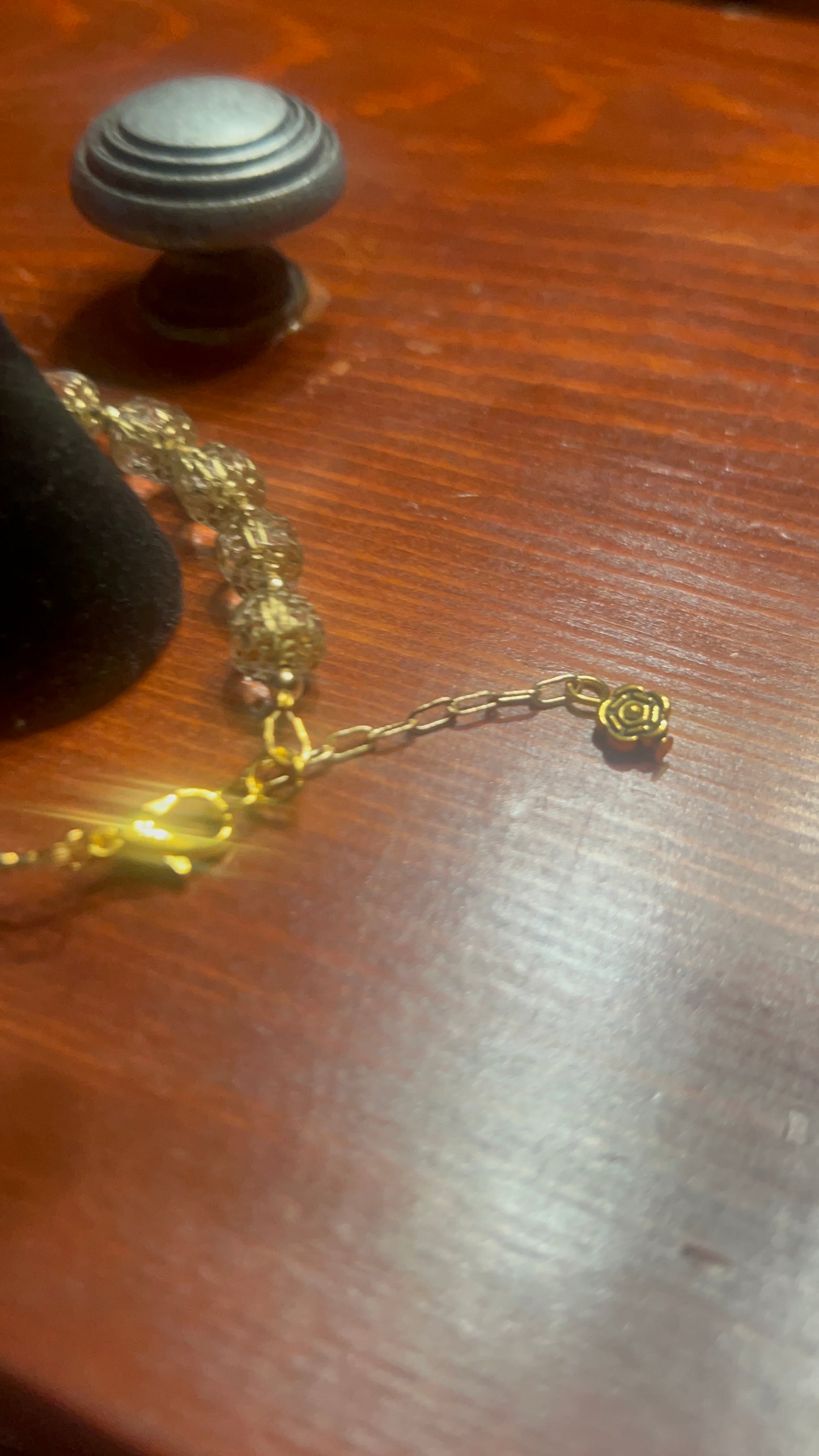 Crystal/Gold Bracelet with Gold flower Dangle and earrings