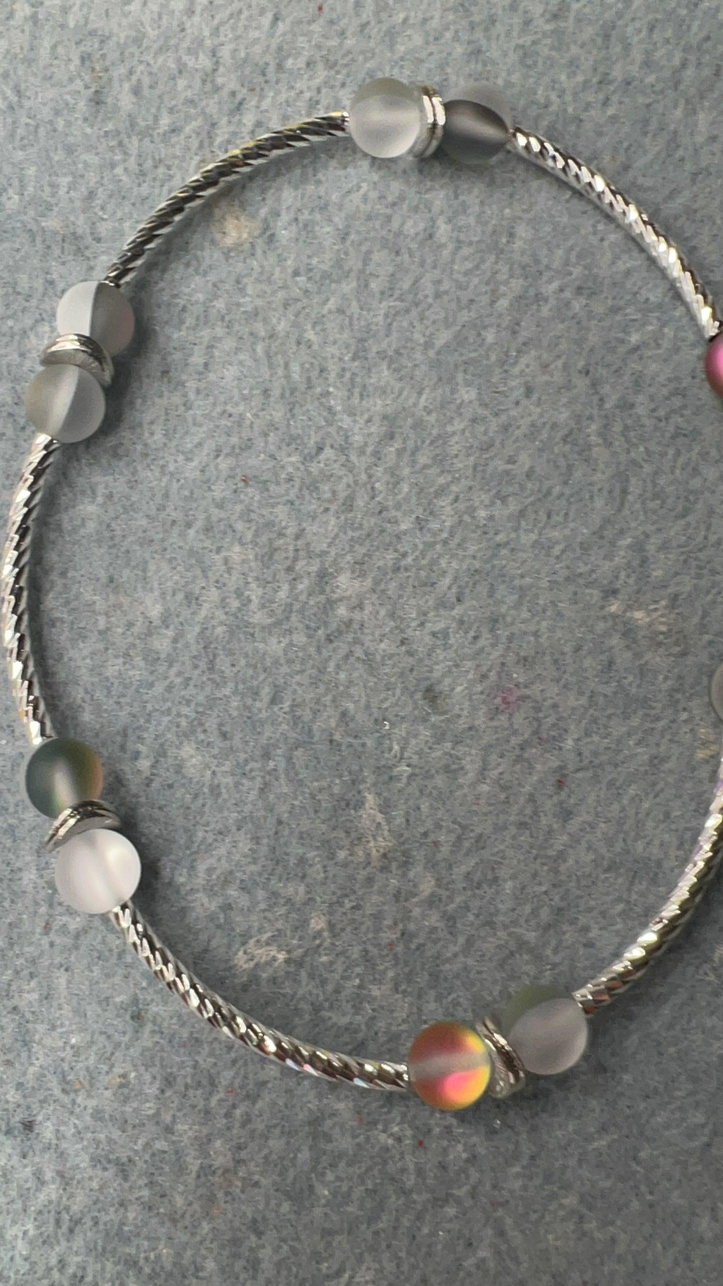 Silver Tube with Moonstone Anklet