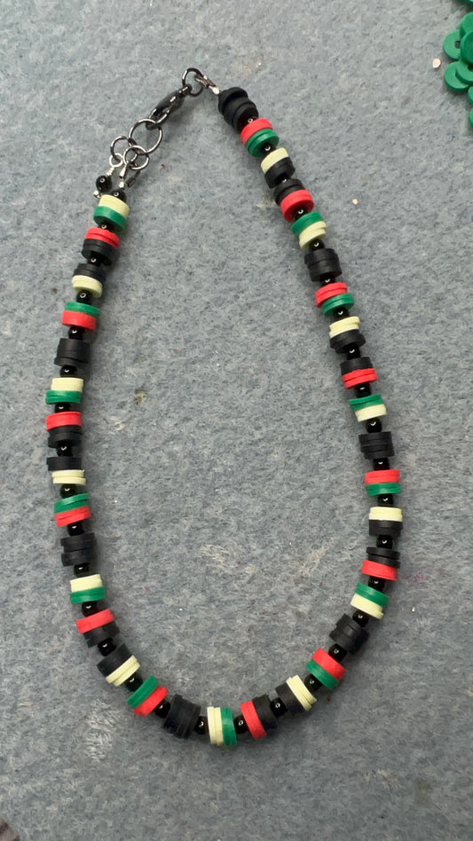 Juneteenth Heishi Clay and Onyx Ankle Bracelet