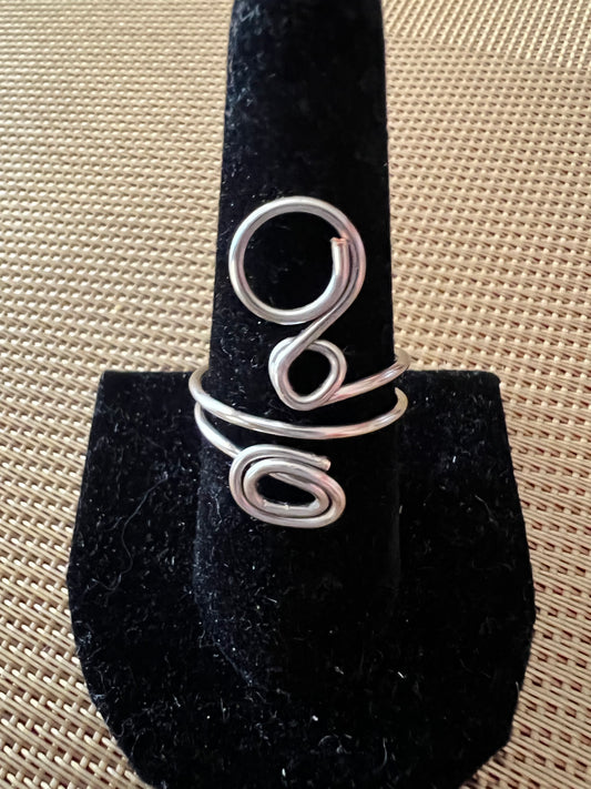 Silver double-Swirl Ring - Size 9