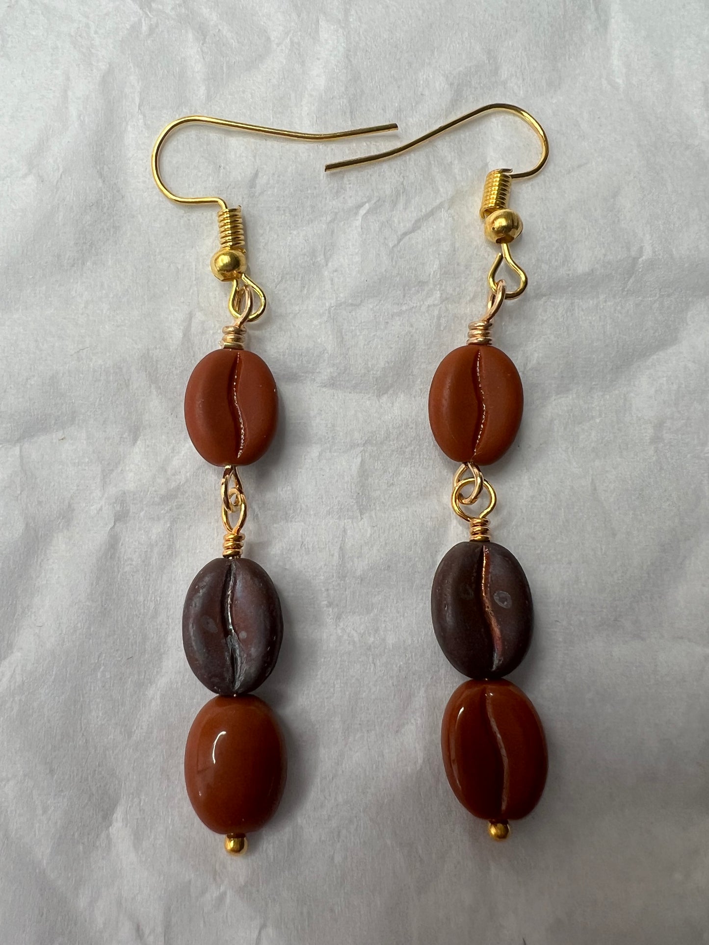 Mixed Browns Coffee Bean with Gold Earrings