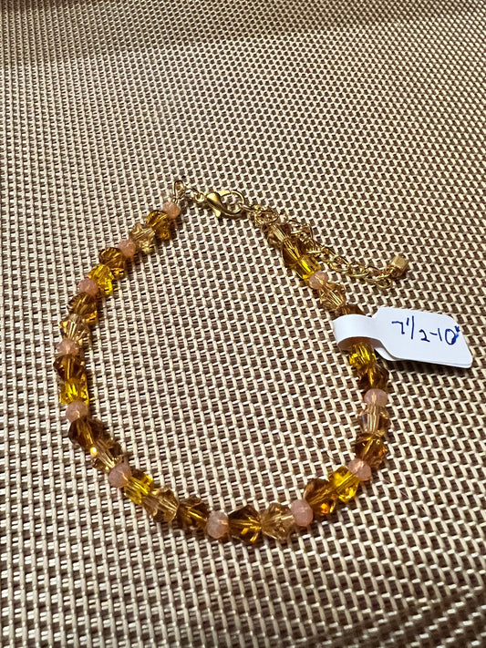 Mixed Amber Crystal and Gold Bracelet