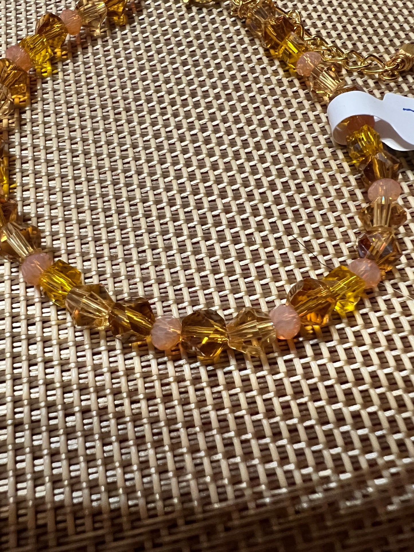 Mixed Amber Crystal and Gold Bracelet