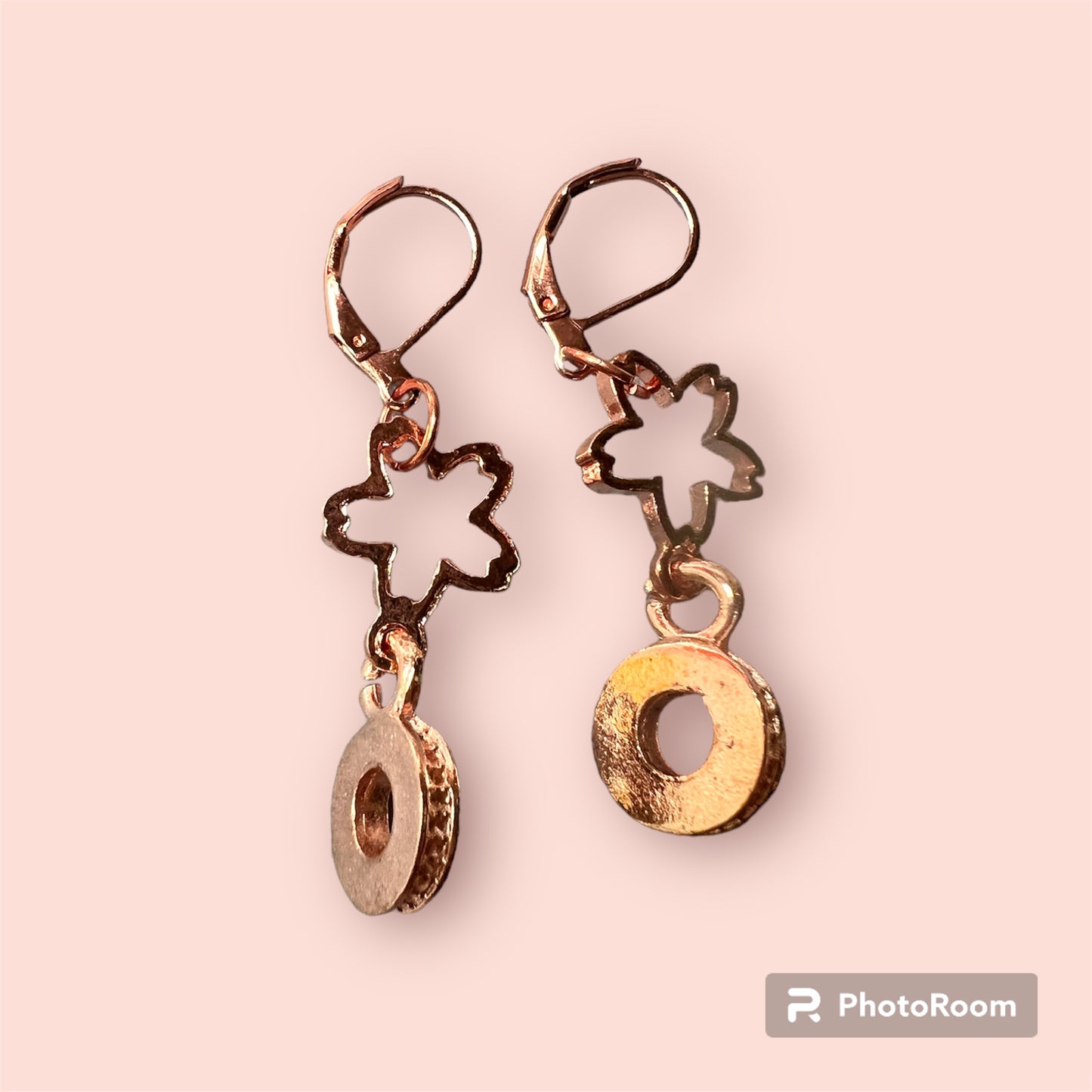 Rose Gold Flower and Donut Earrings