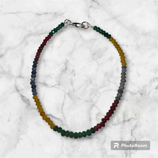 Multi-colored Quartz Ankle Bracelet