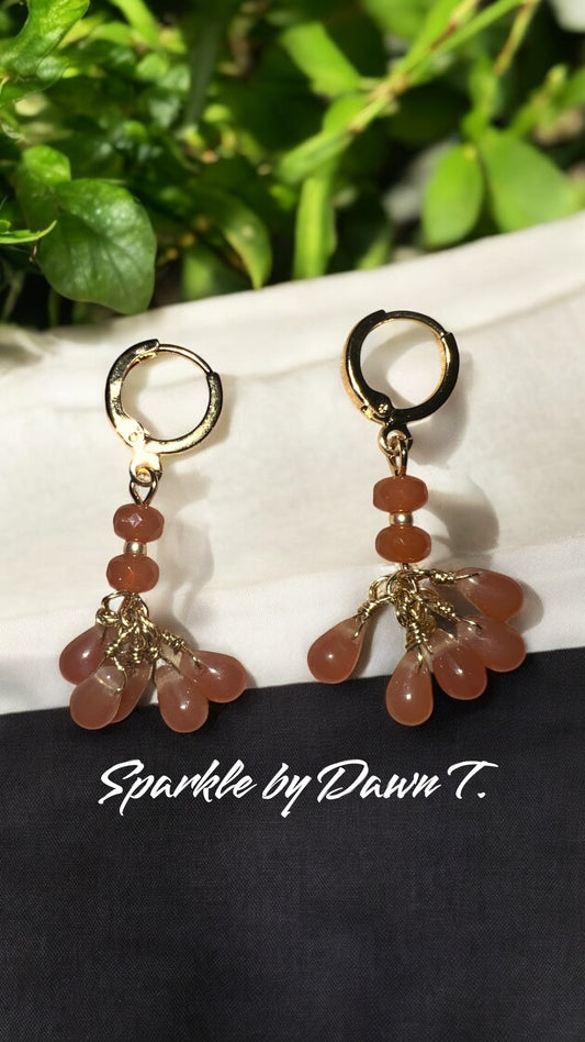 Carnelian and Gold ChaCha Earrings -1 1/4 inches long