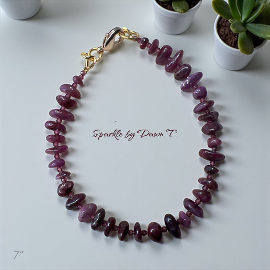Dainty Deep Purple with tiny crystals Bracelet with gold clasp