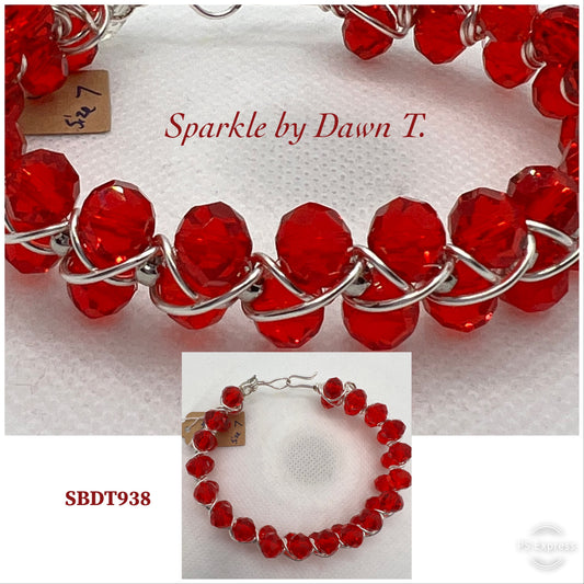 Red Crystal Double-Layered Wrapped Bracelet with Silver