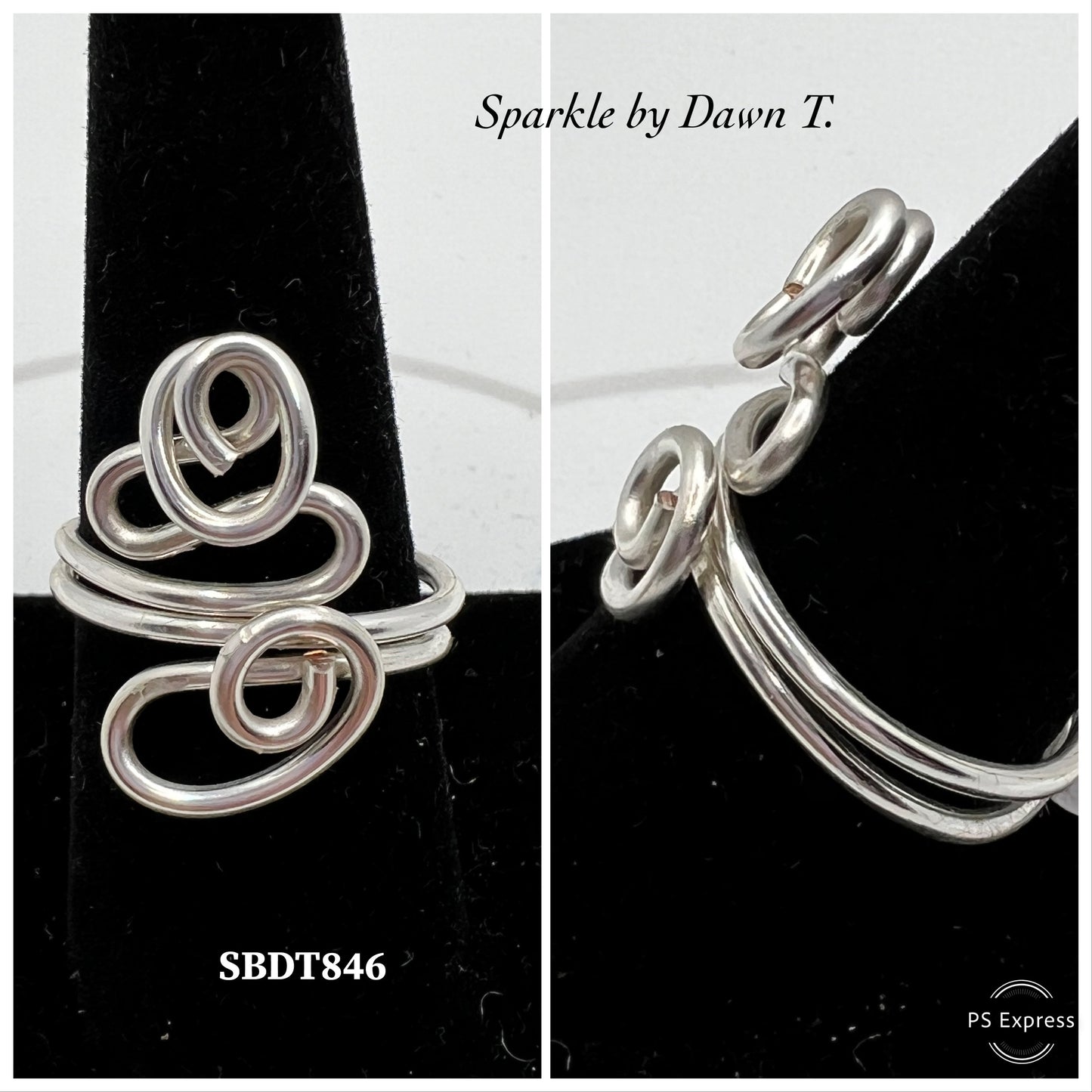 Silver Upper/Lower Swirl Ring