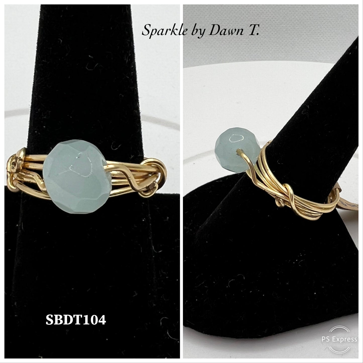 Greenish Blue 5-strand Gold Ring