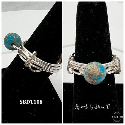 Turquoise Earth 5-strand Silver Ring