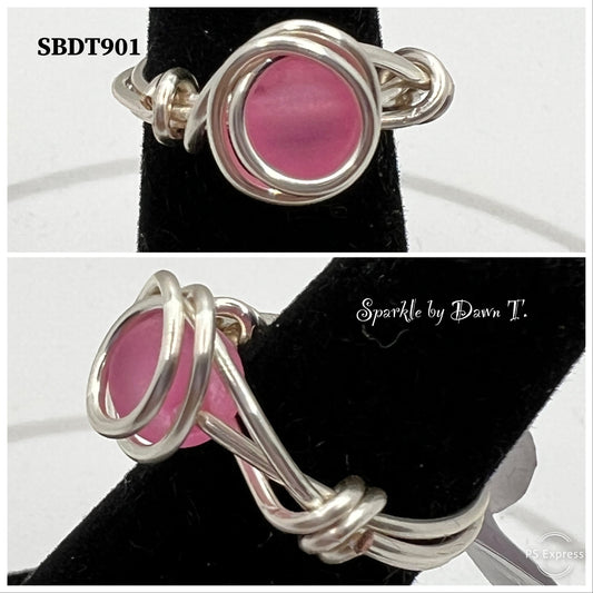 Pink with Silver Swirl Ring