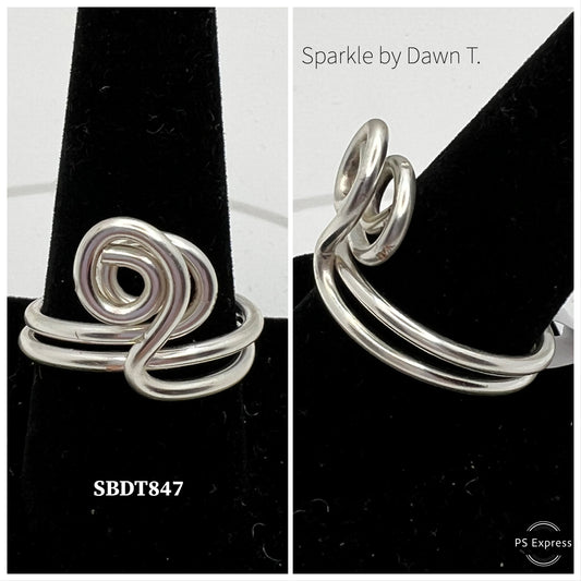 Silver Double-Layered Swirl Ring