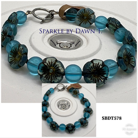 Blue Opal Czech Glass Flowers and Beads