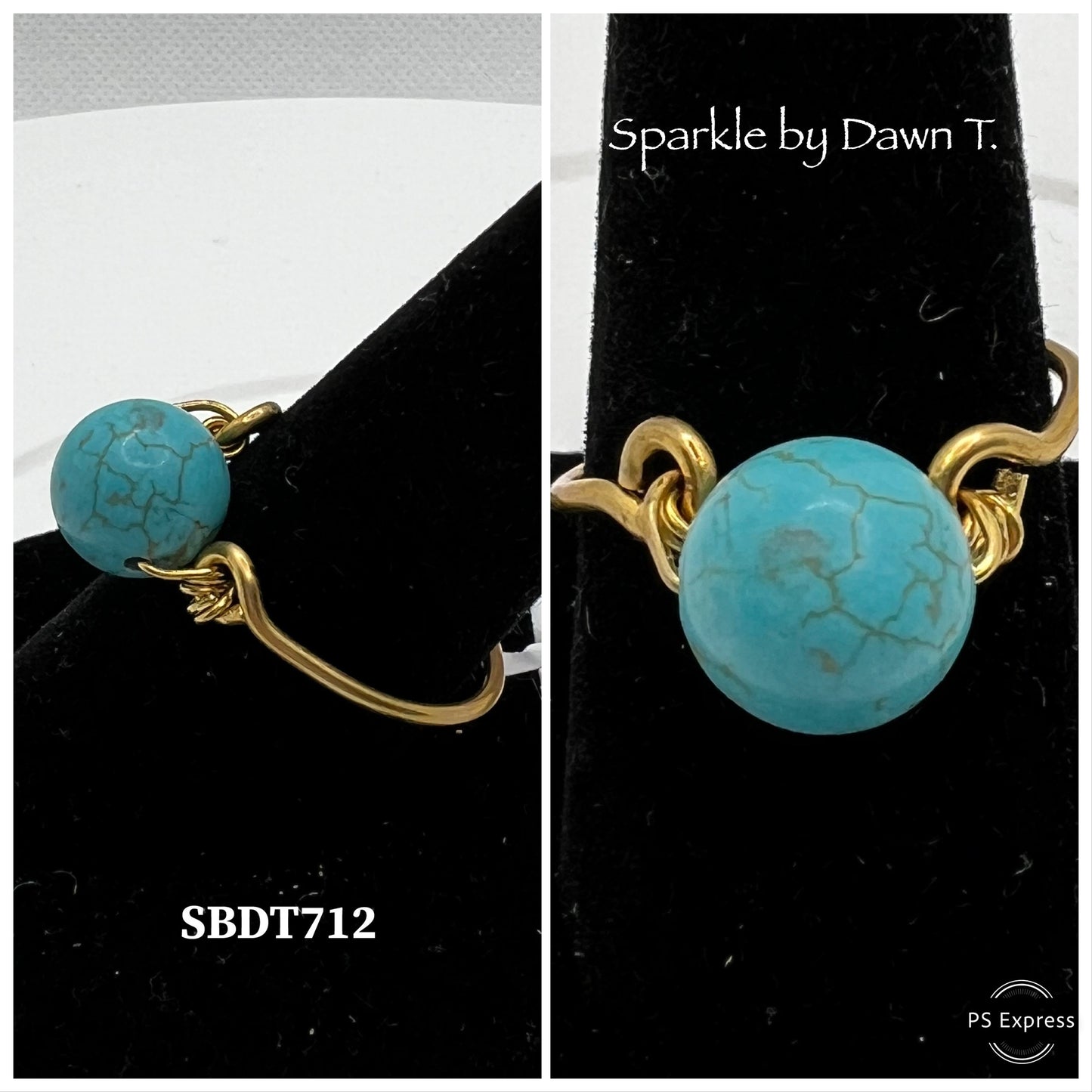 Brass Turquoise Howlite Ring