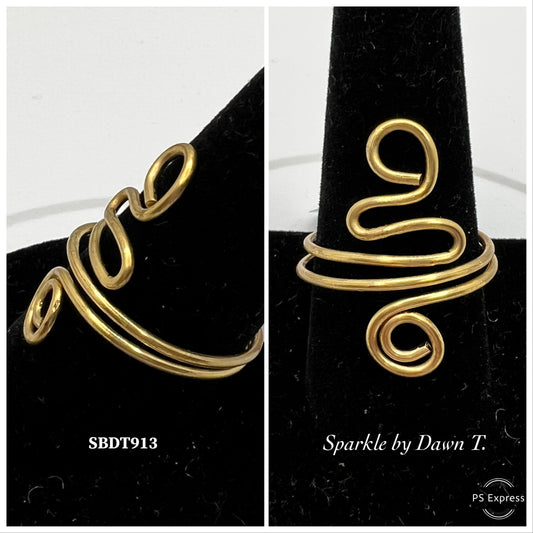 Brass Double-Swirl Ring