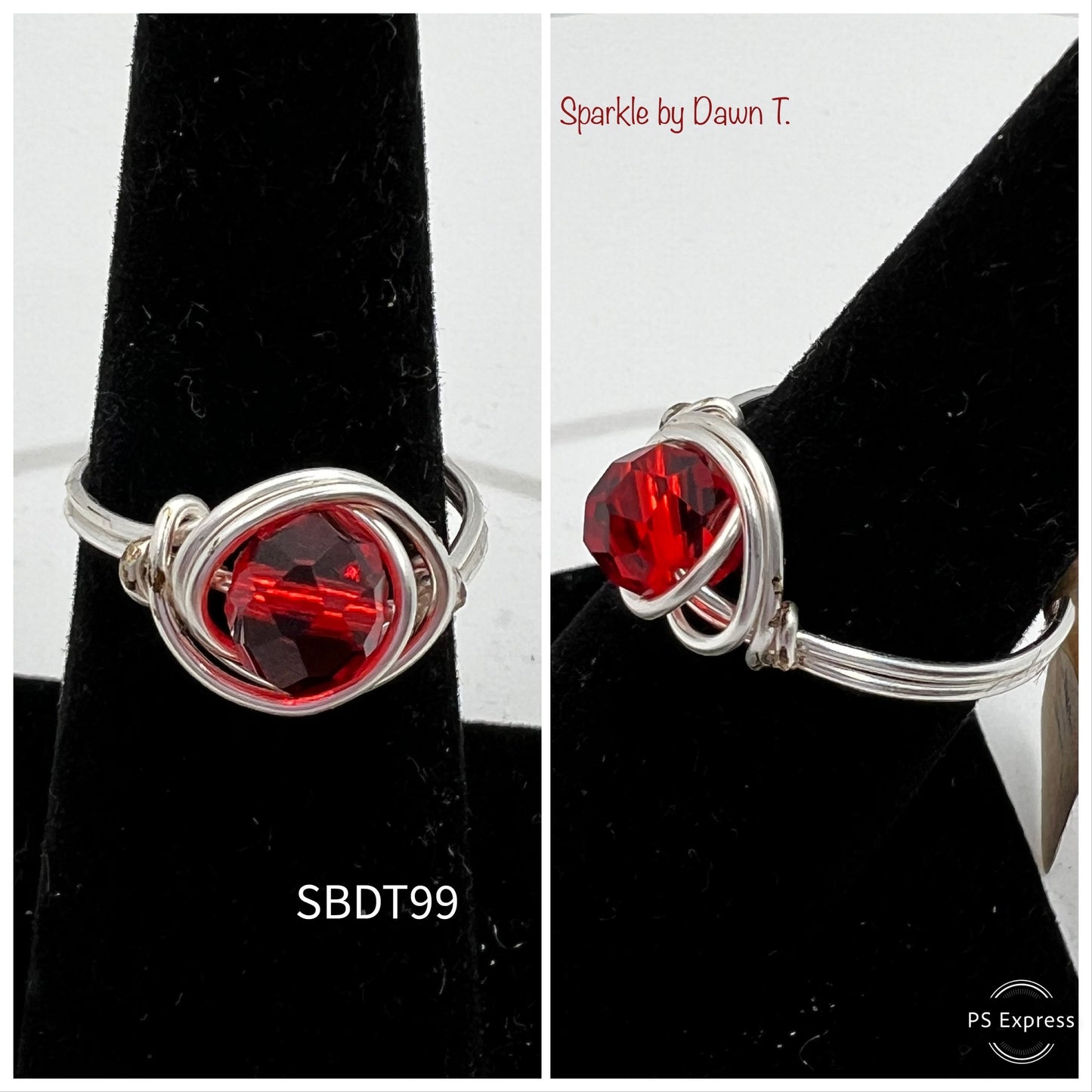 Red Crystal and Silver Ring