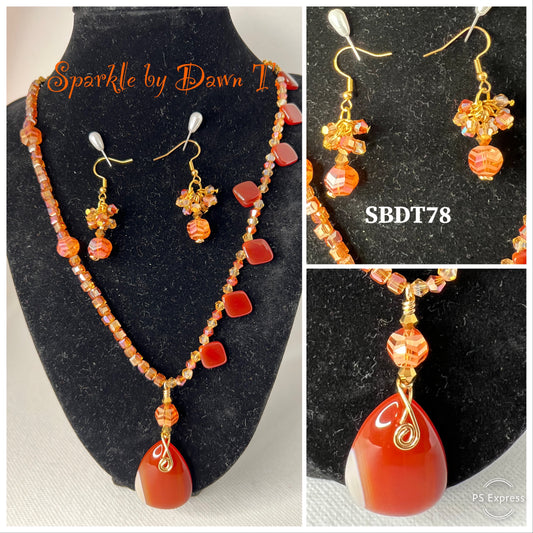 Carnelian, Topaz and Magma Statement Necklace Set