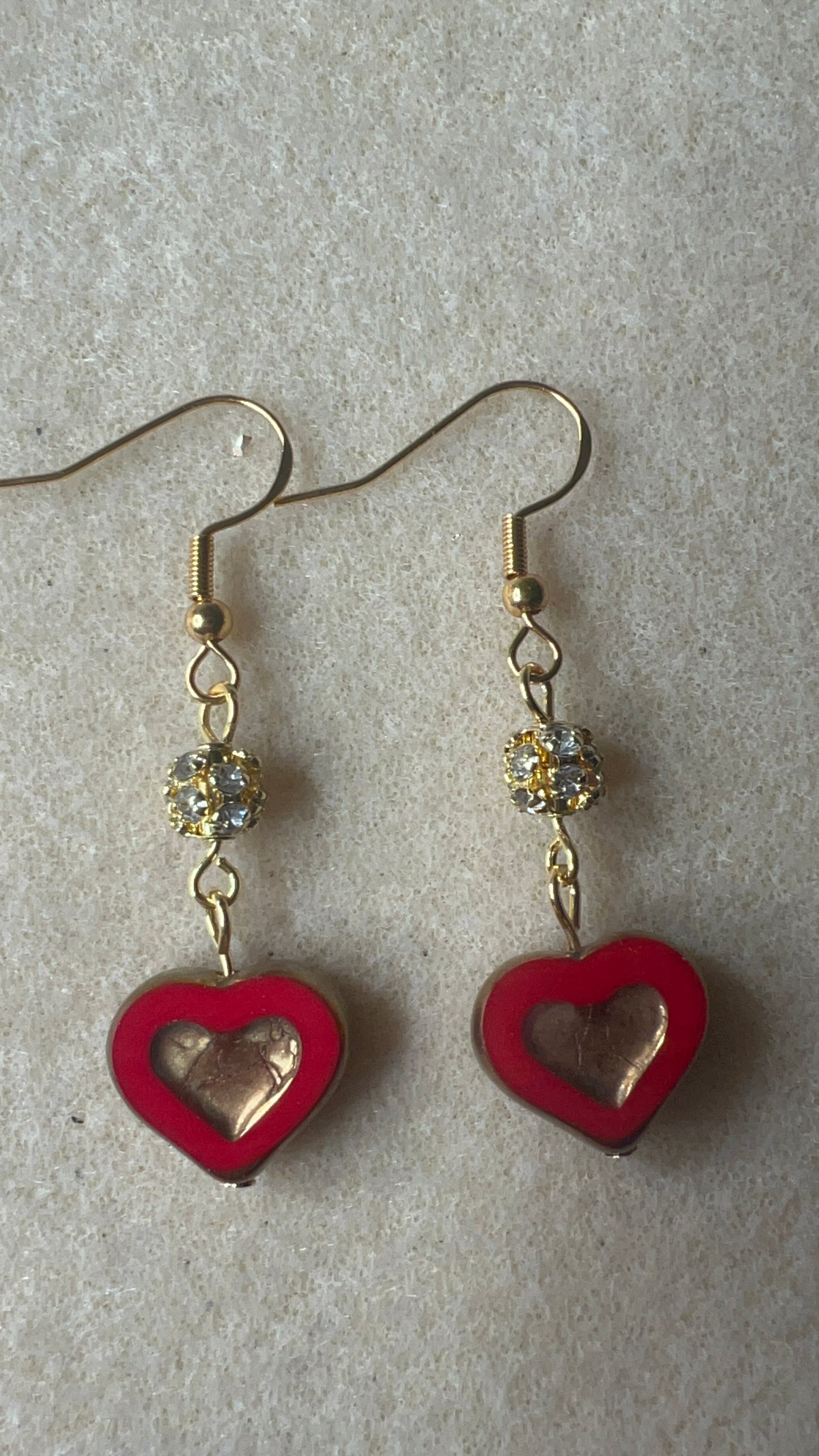 Red and Bronze with Bling Gold Earrings