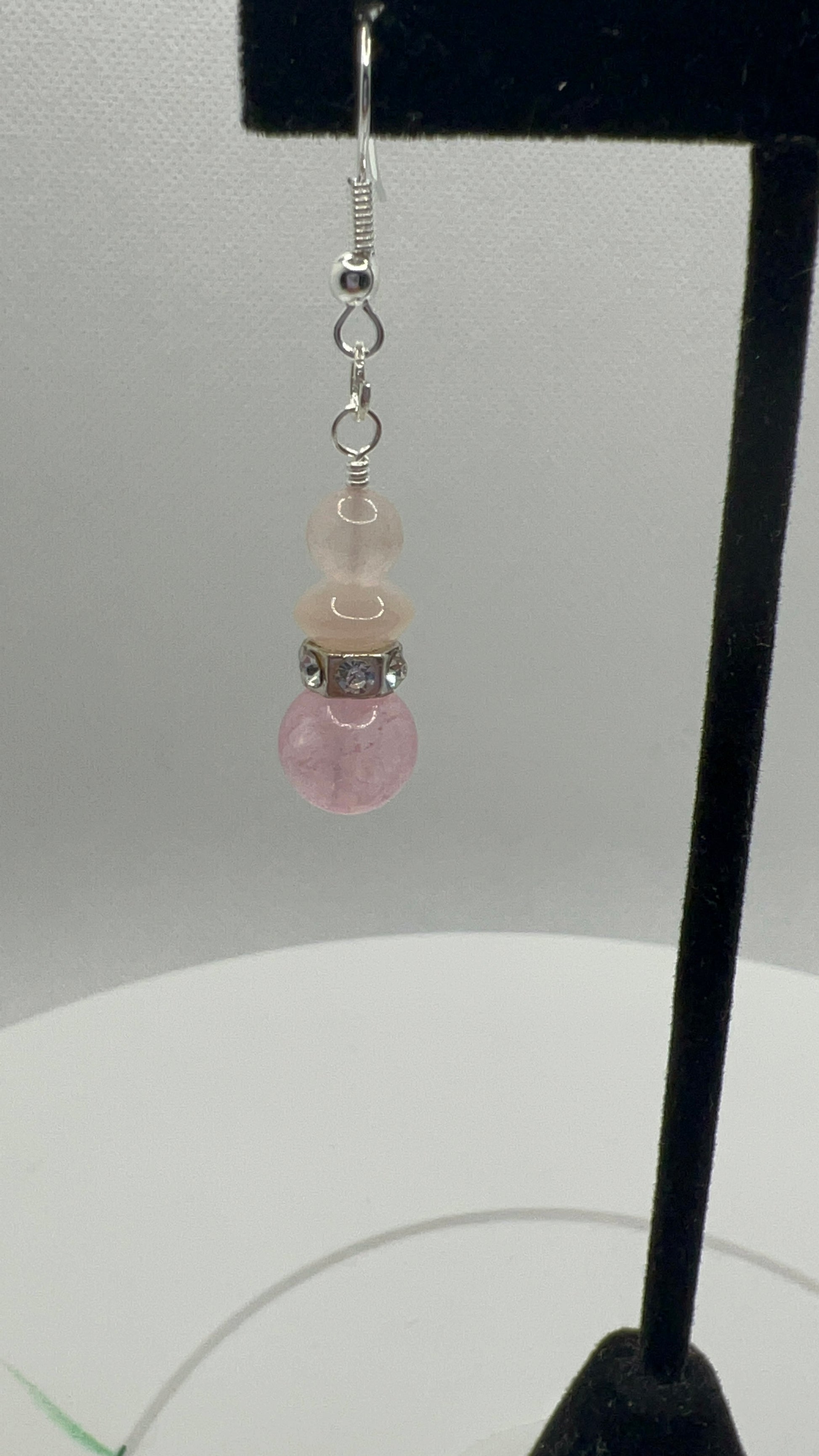 Light Pink Quartz Earrings with Silver Bling - Pairs well with SBDT109 ...