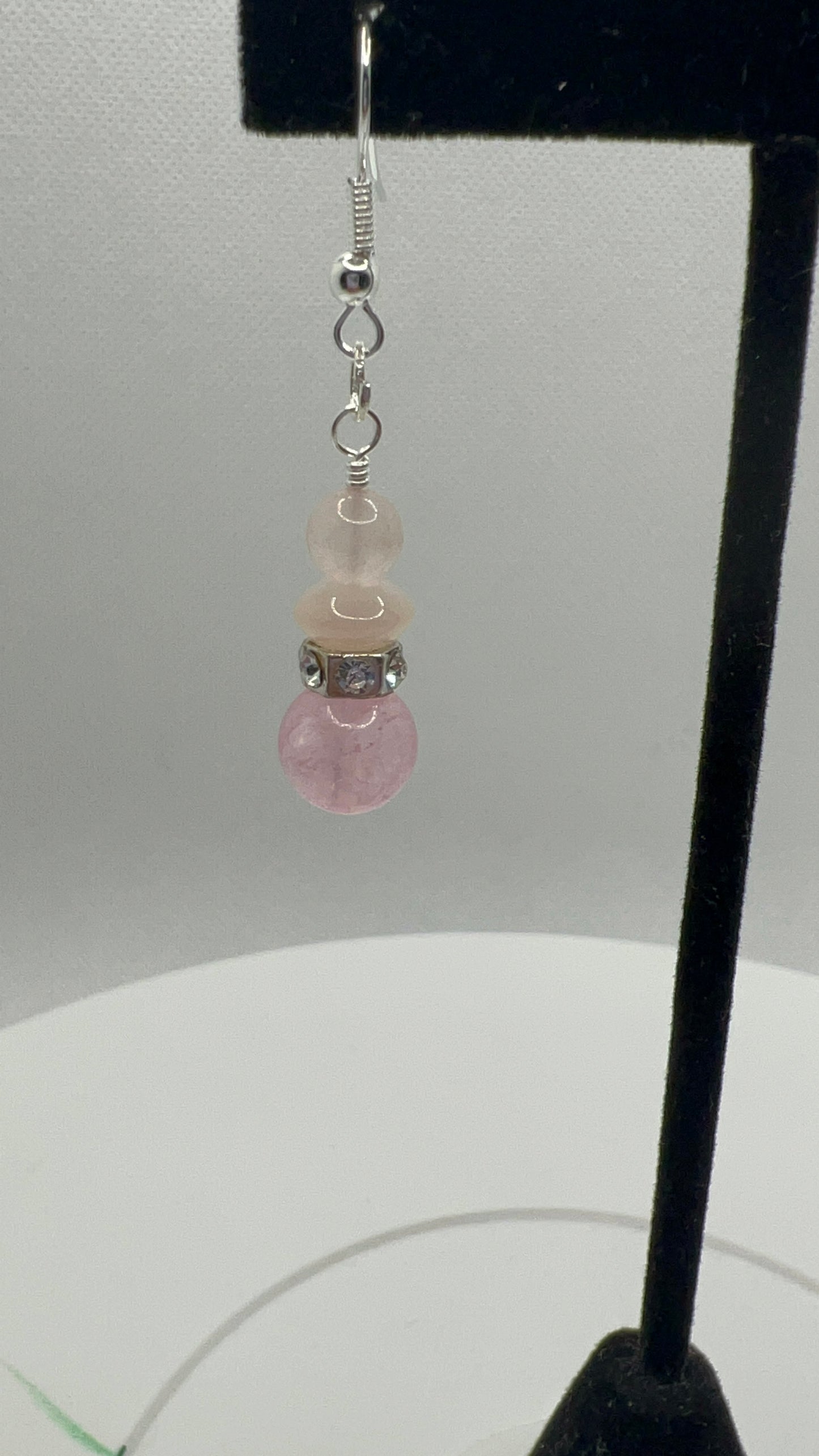 Light Pink Quartz Earrings with Silver Bling - Pairs well with SBDT1095 Necklace