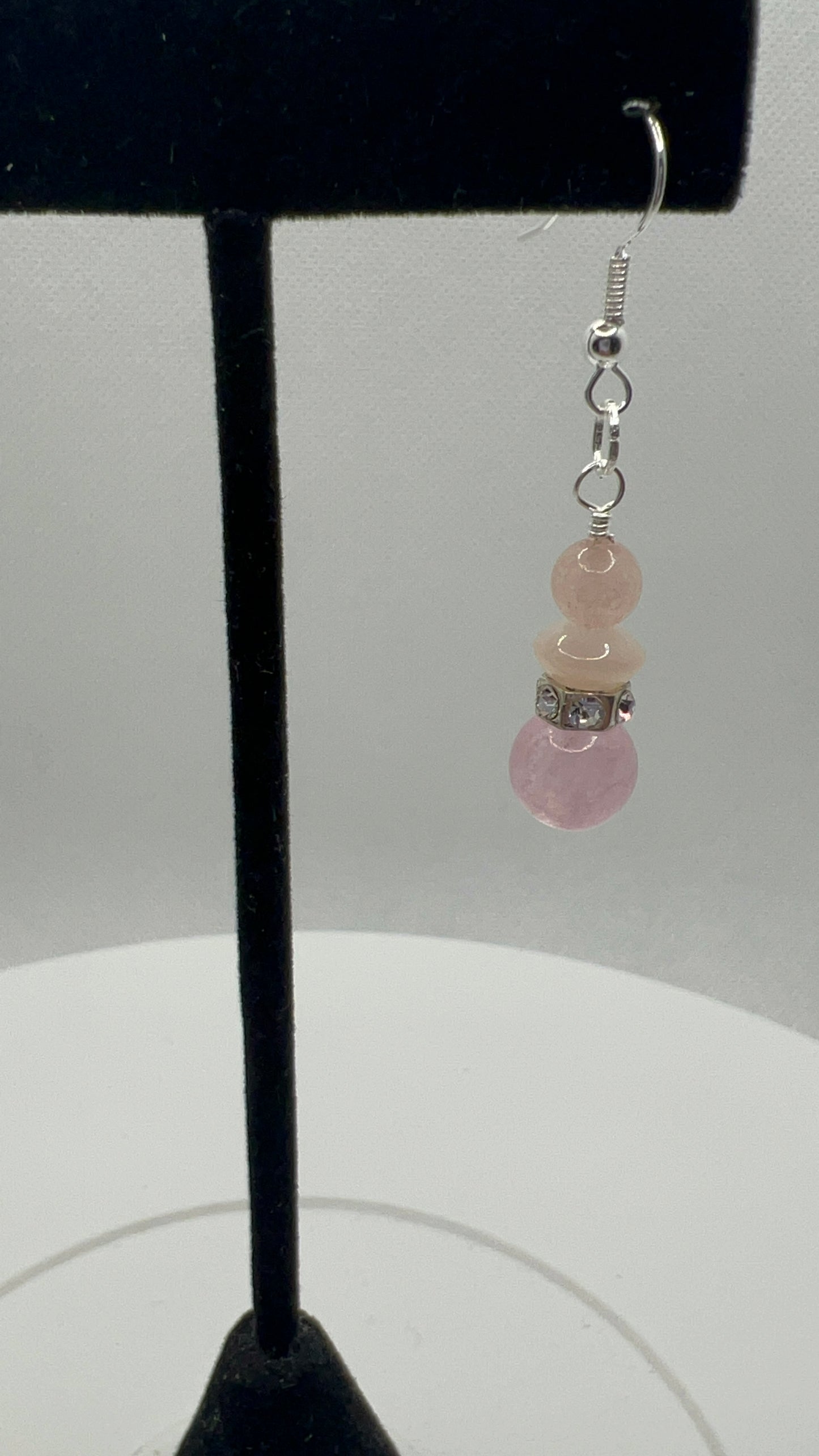 Light Pink Quartz Earrings with Silver Bling - Pairs well with SBDT1095 Necklace