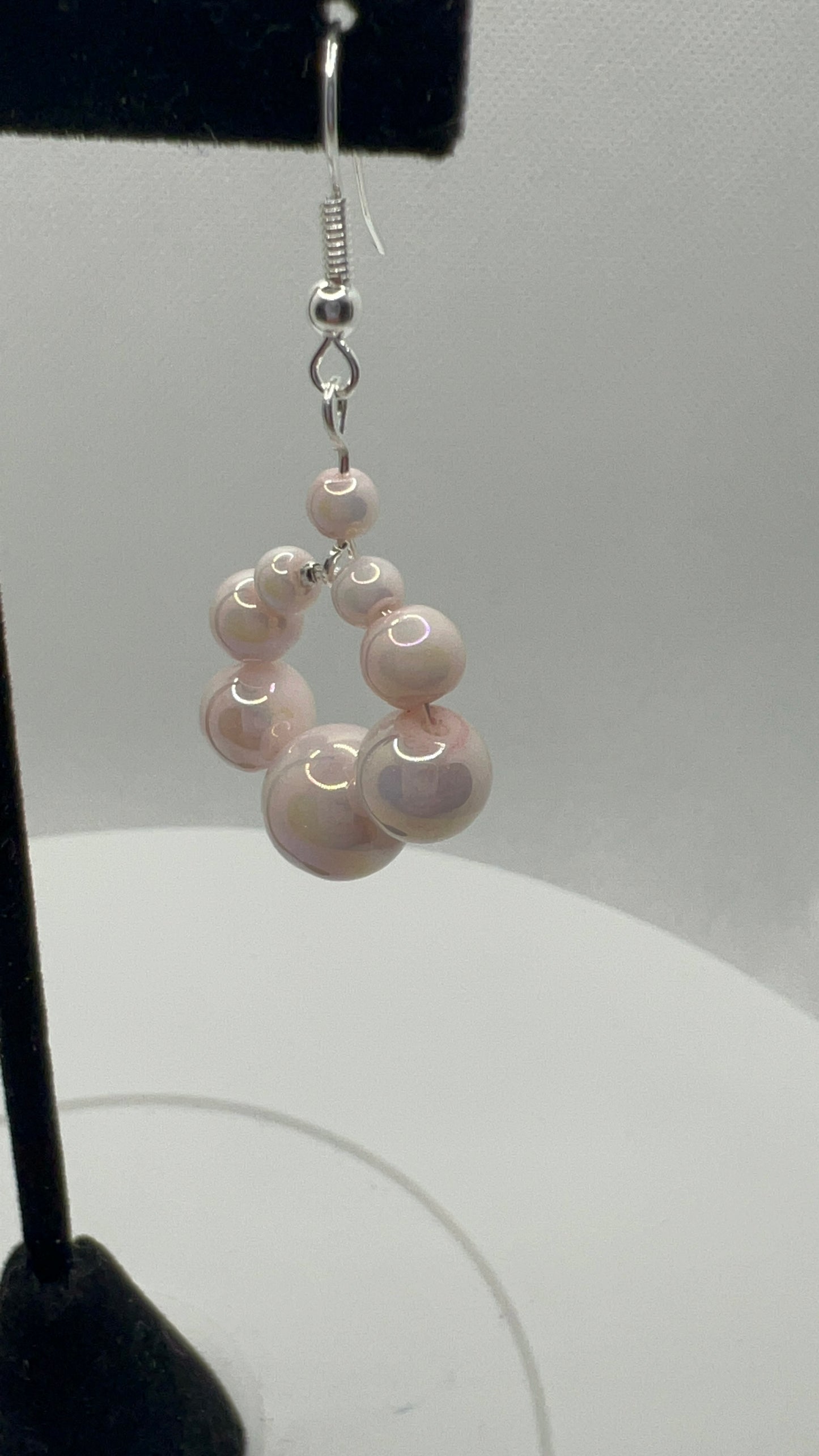 Light Pink Glass Pearl Earrings - Pairs with SBDT1097 Necklace