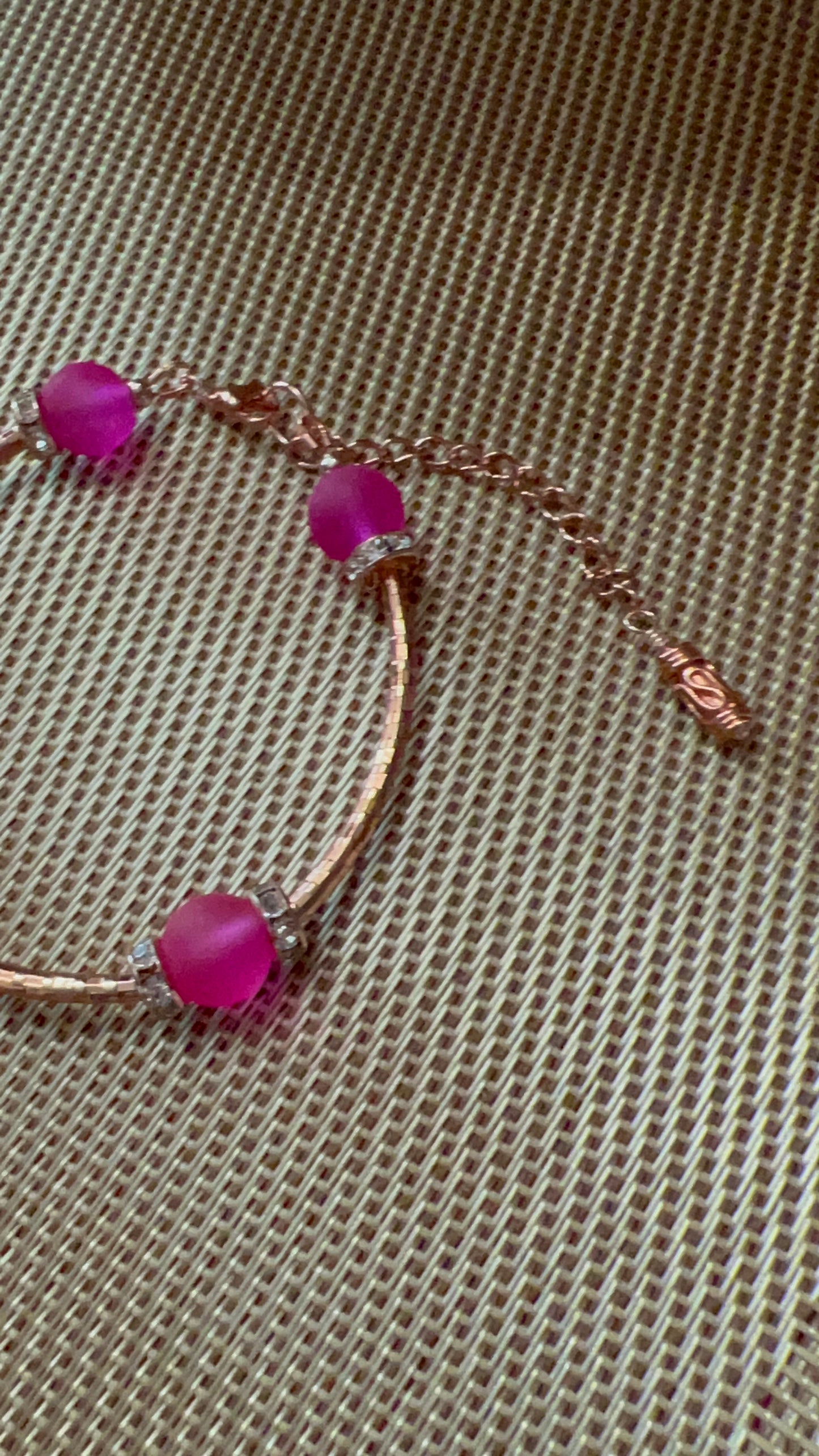 Matte Fuschia with Rose Gold Tube Bracelet - Pairs with SBDT1100 Earrings