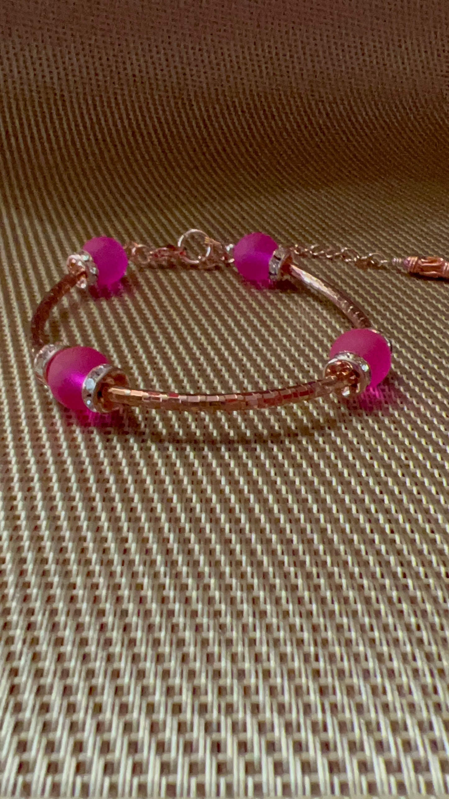 Matte Fuschia with Rose Gold Tube Bracelet - Pairs with SBDT1100 Earrings