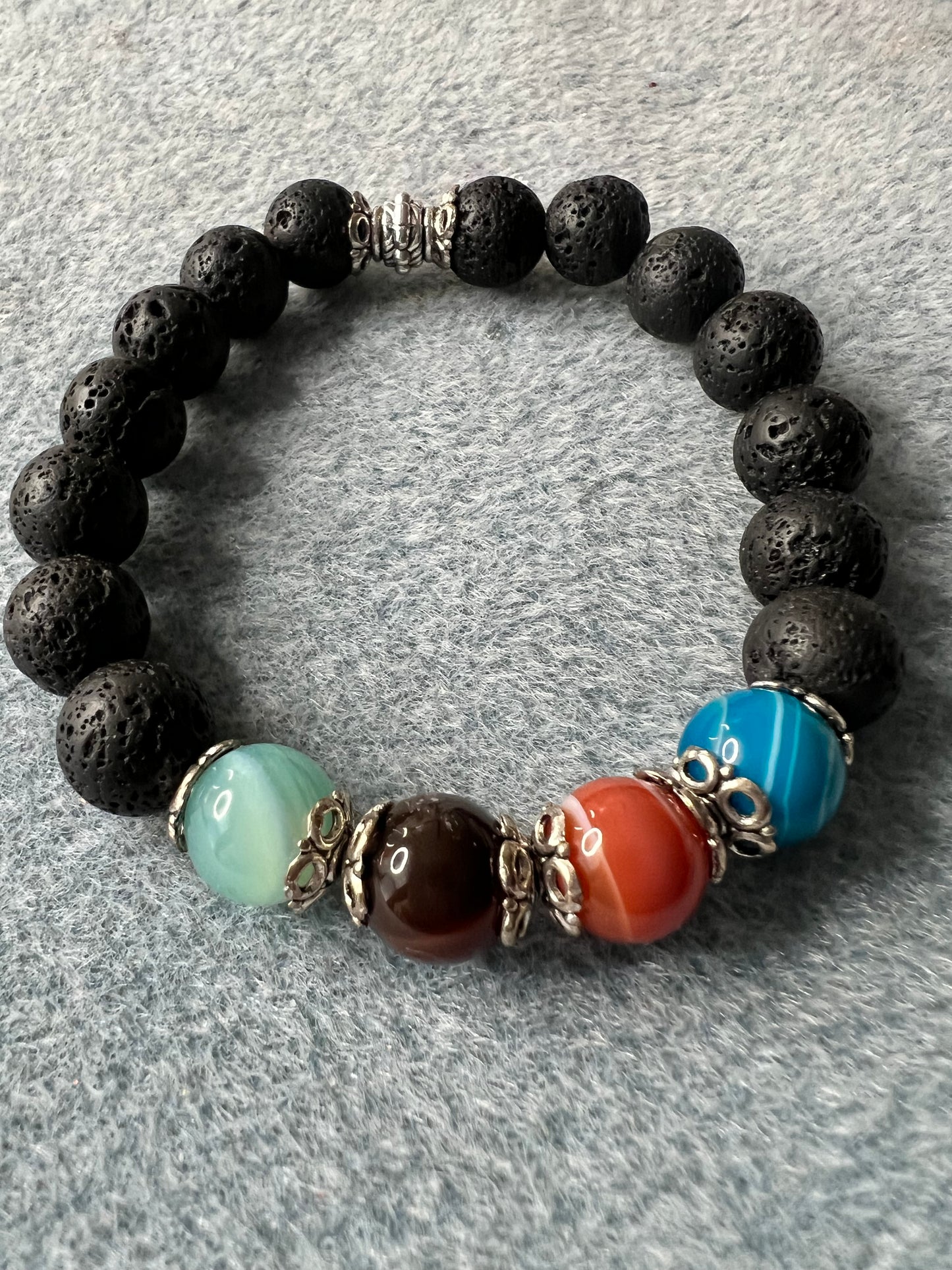 Lava Bracelet with Gemstones Stretch Bracelet