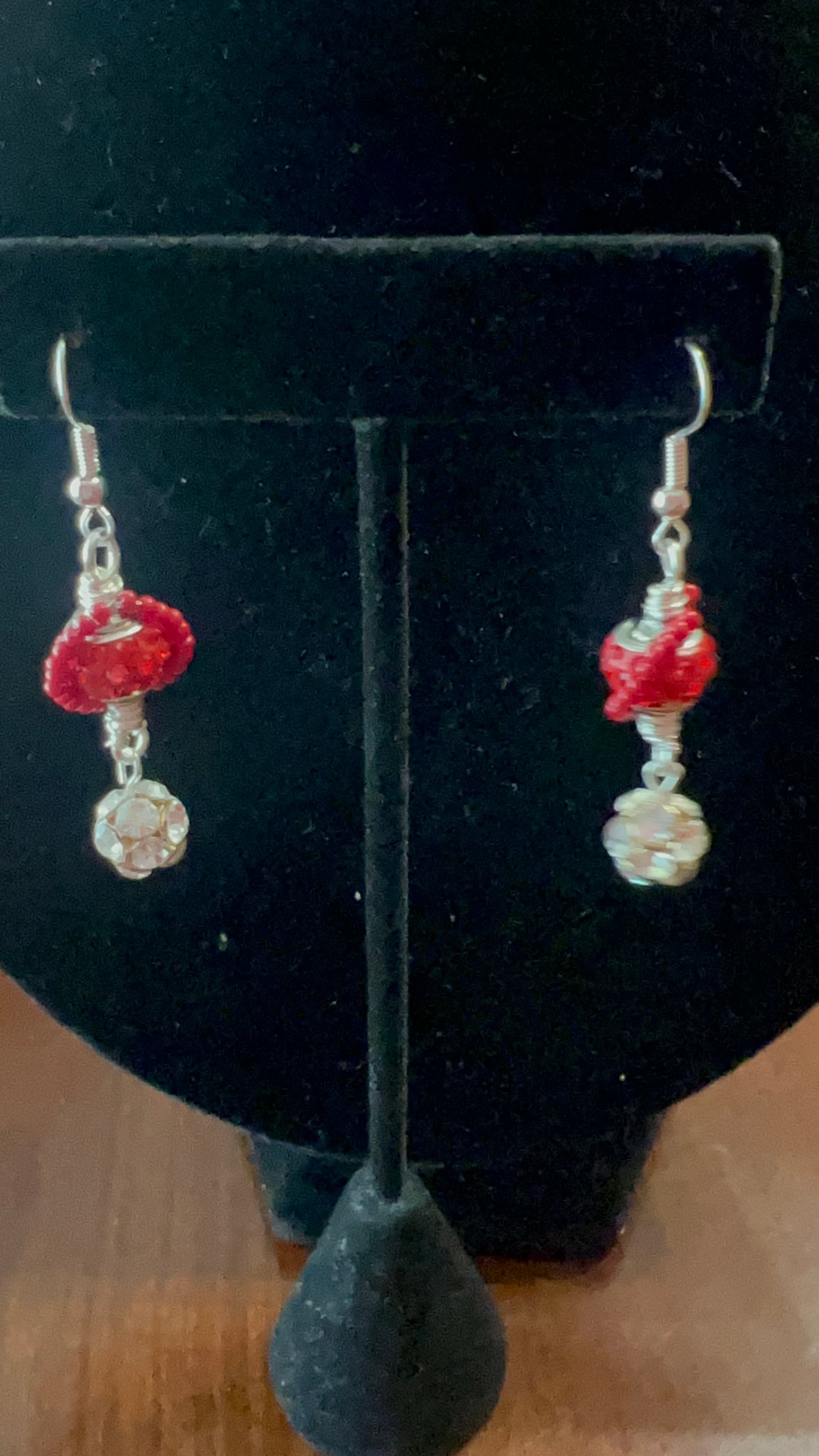 Red Bling Dangle Earrings