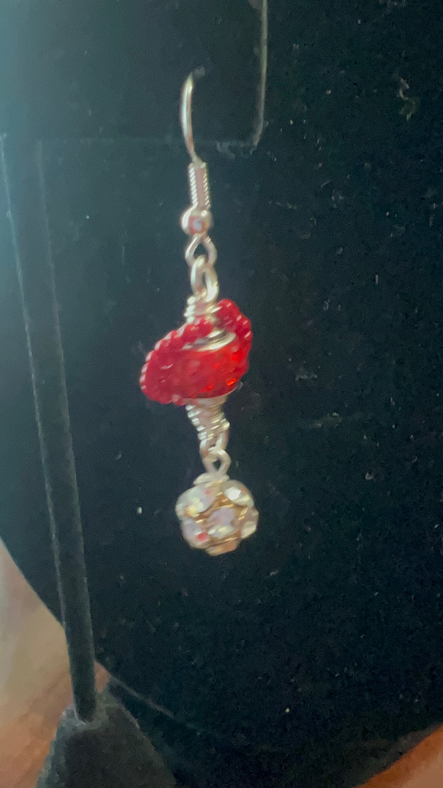 Red Bling Dangle Earrings