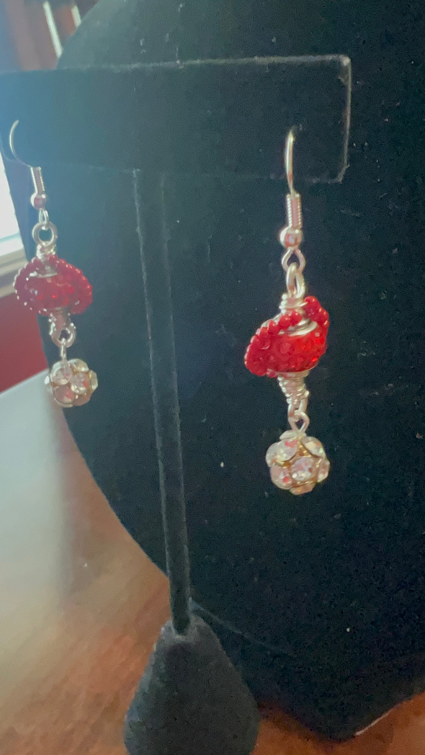 Red Bling Dangle Earrings