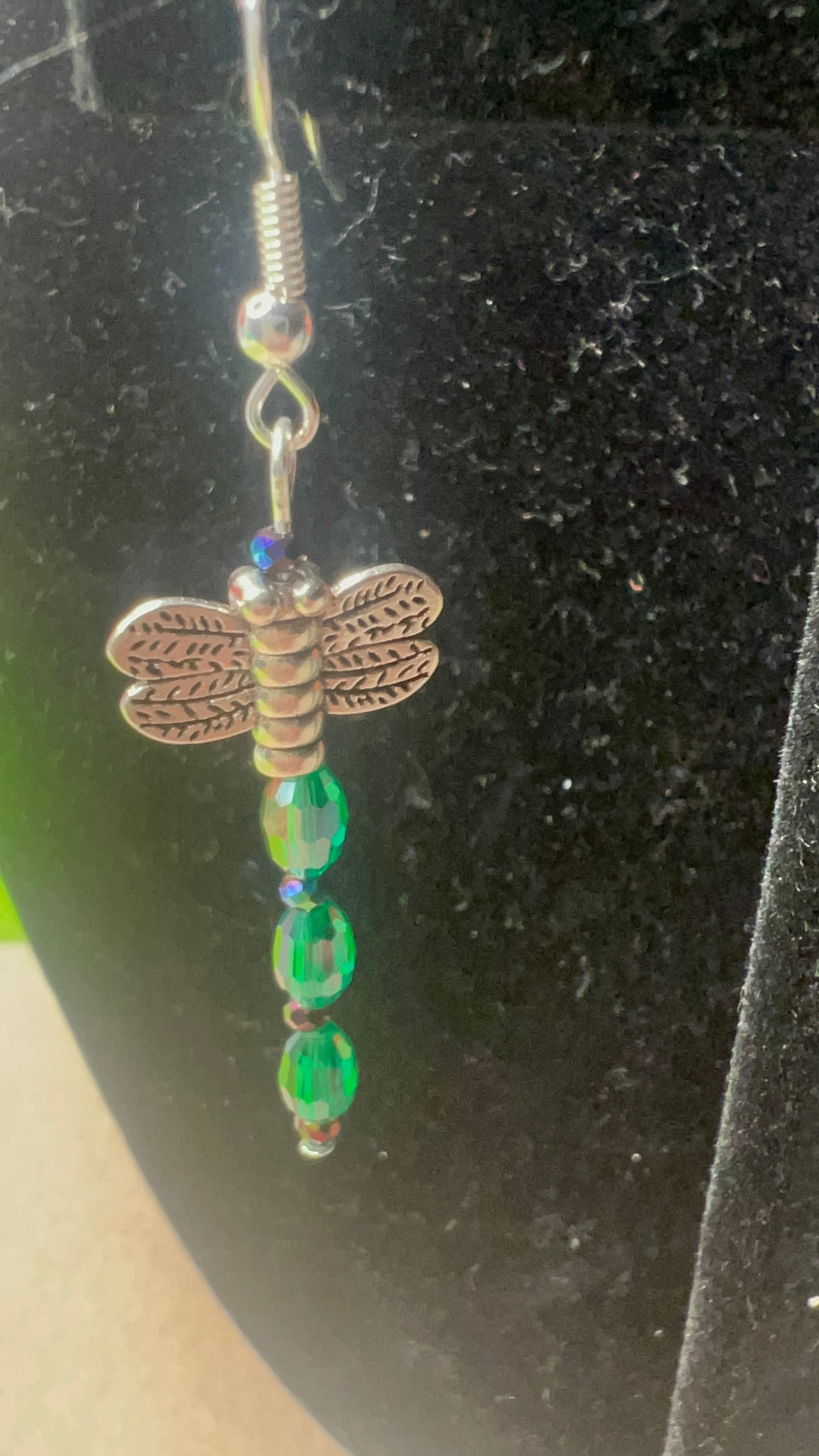 Teal Crystal and Rainbow/Iris Crystal Dragonfly Earrings