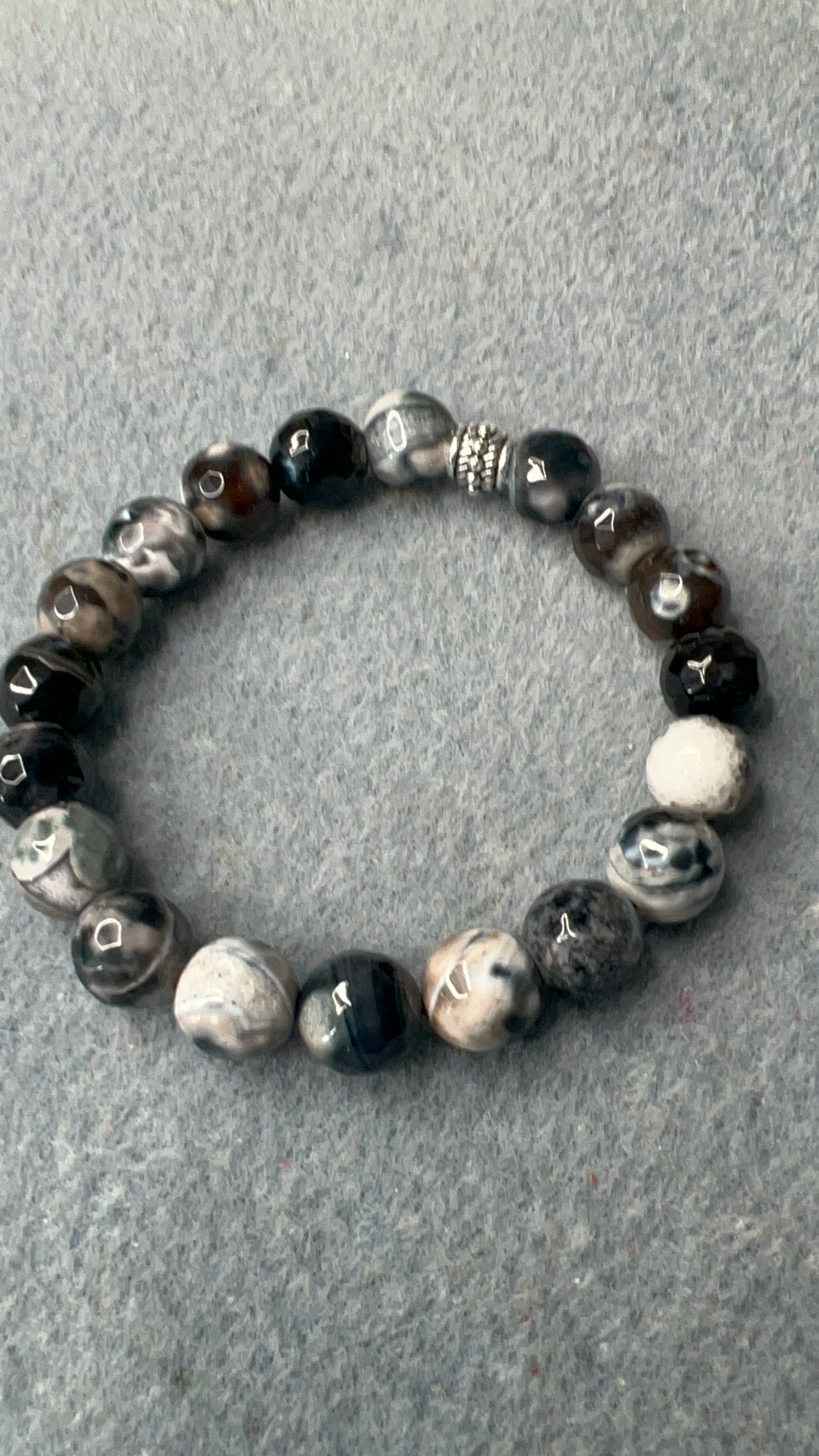 Black and White Agate Stretch Bracelet