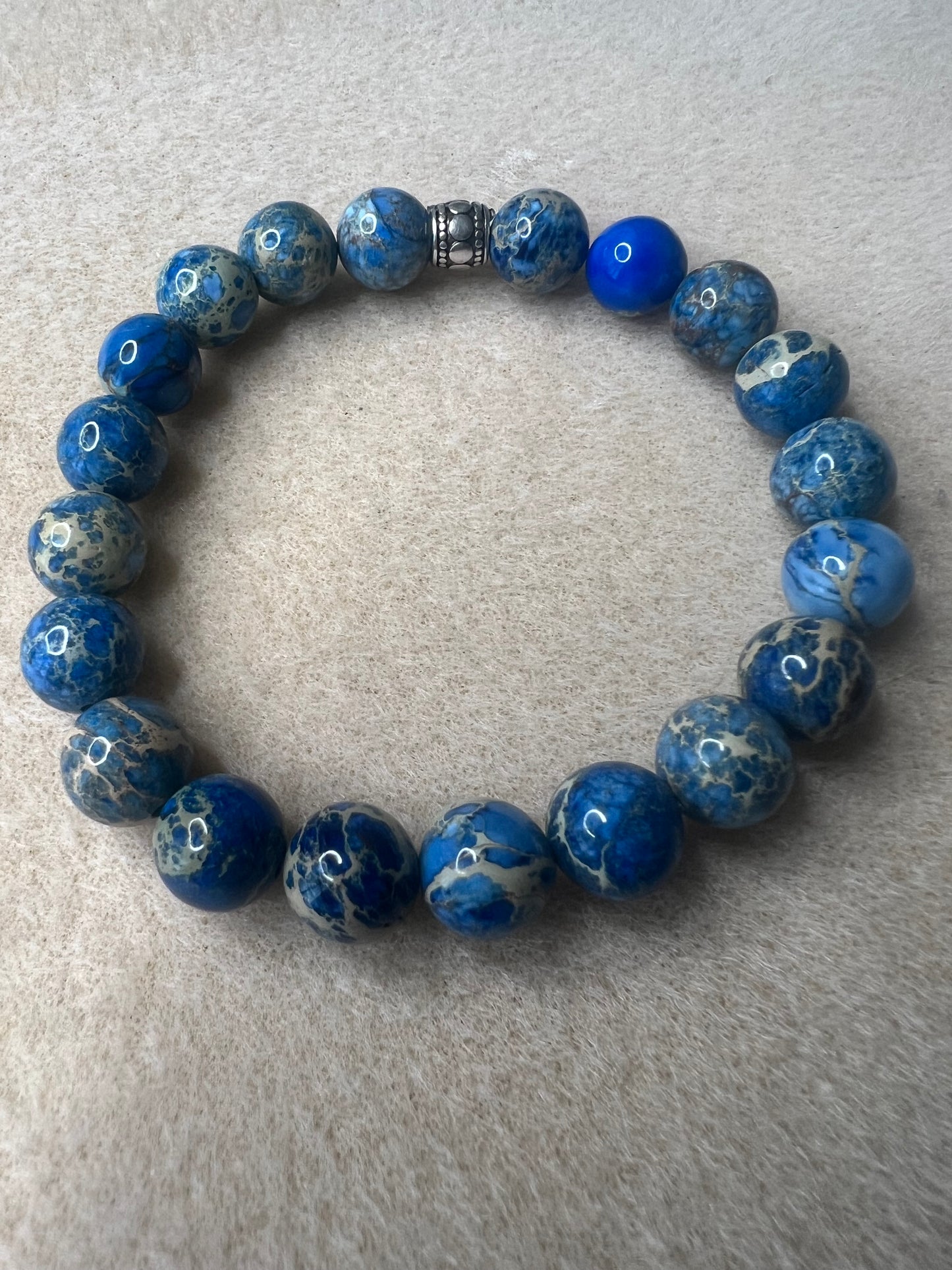 Denim Blue Impression Jasper 10mm Stretch Bracelet