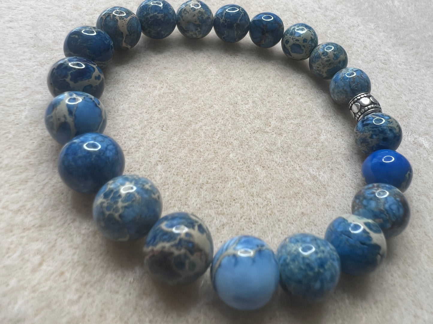 Denim Blue Impression Jasper 10mm Stretch Bracelet