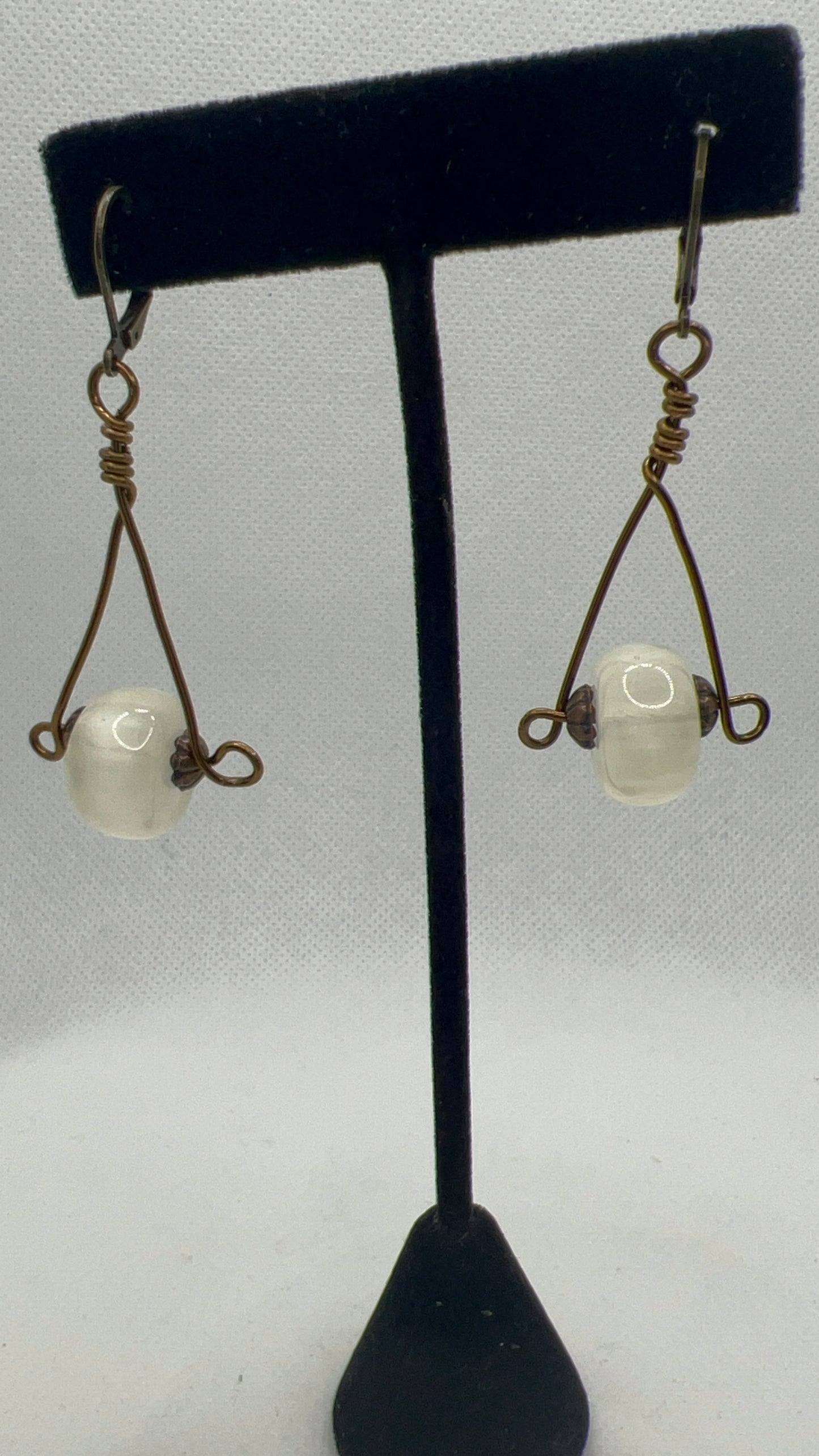 Vintage and Bronze with off-white Pearl Hued Earrings