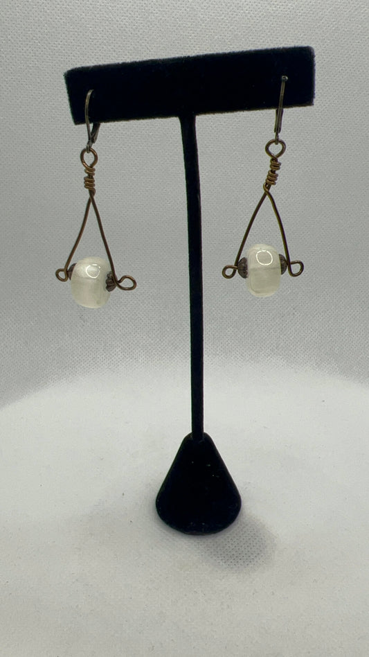 Vintage and Bronze with off-white Pearl Hued Earrings