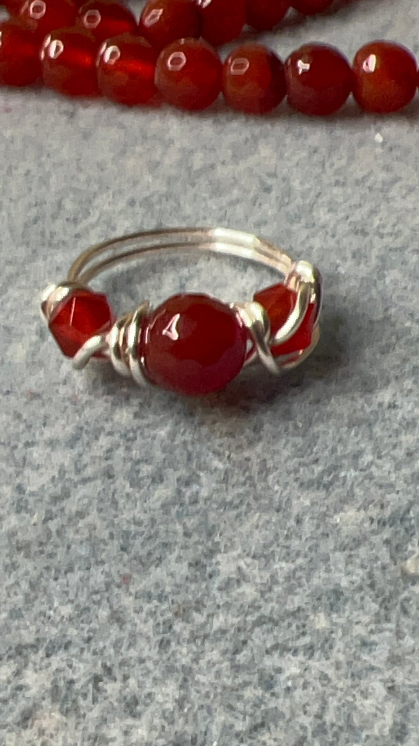 Wrapped Carnelian and Silver Ring - Size 8